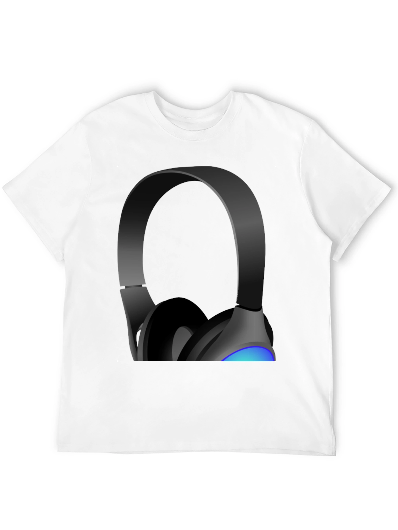 Headphones Graphic Tee - Black Cotton Blend