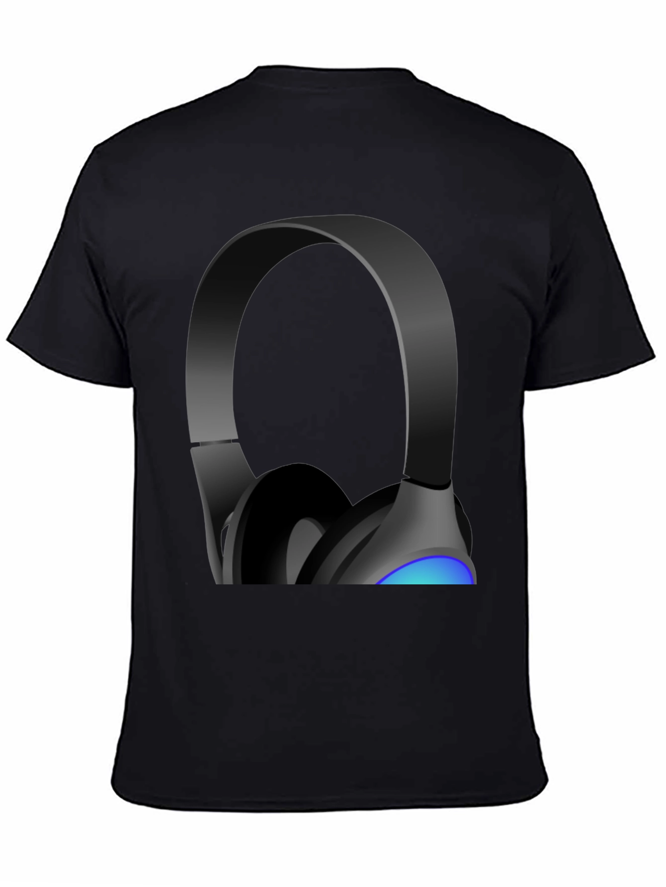 Headphones Graphic Tee - Black Cotton Blend