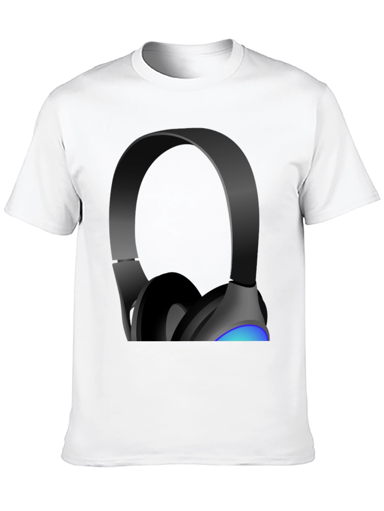 Headphones Graphic Tee - Black Cotton Blend