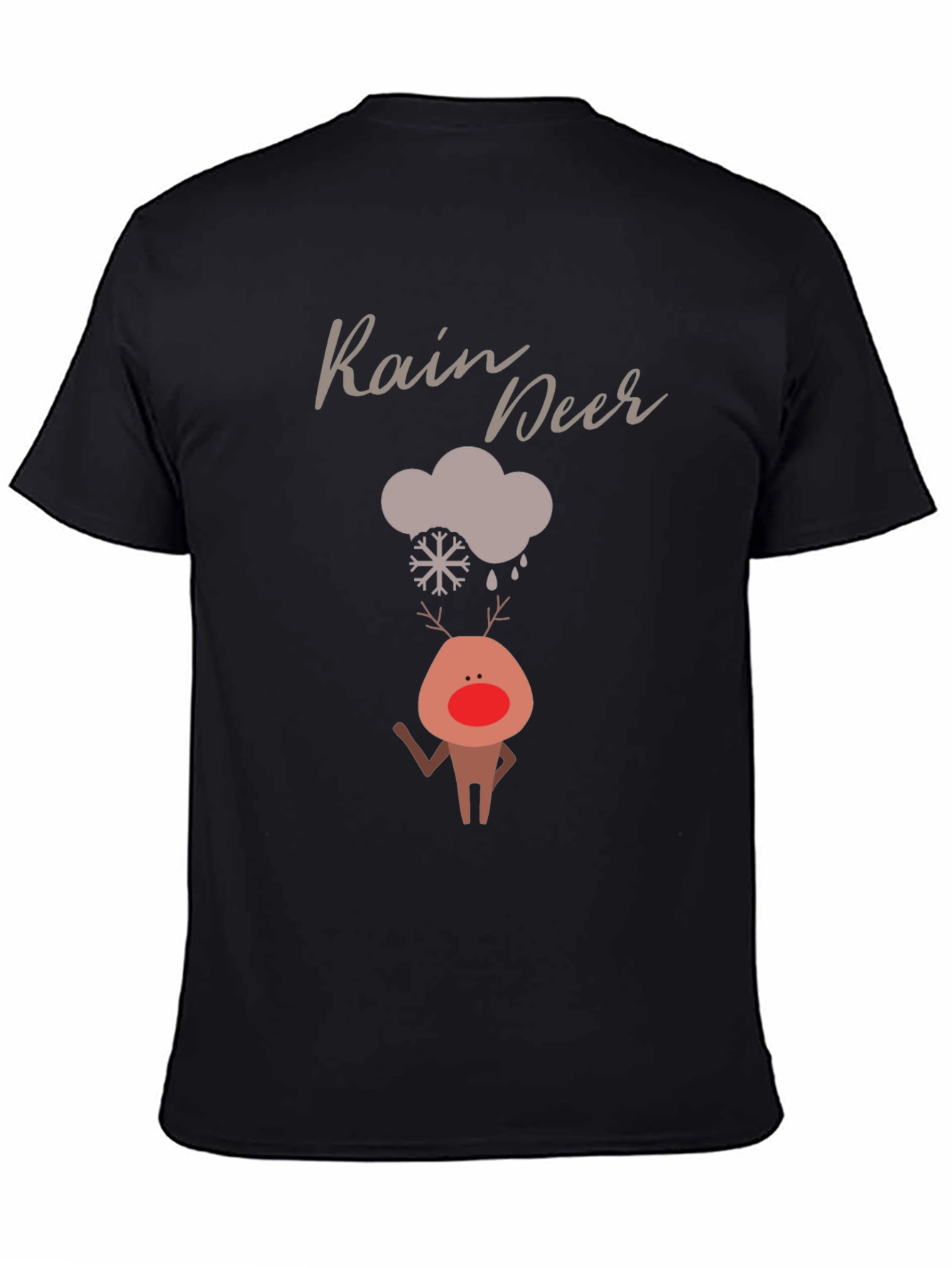 Rain Deer Graphic T-Shirt - Cute Holiday Tee