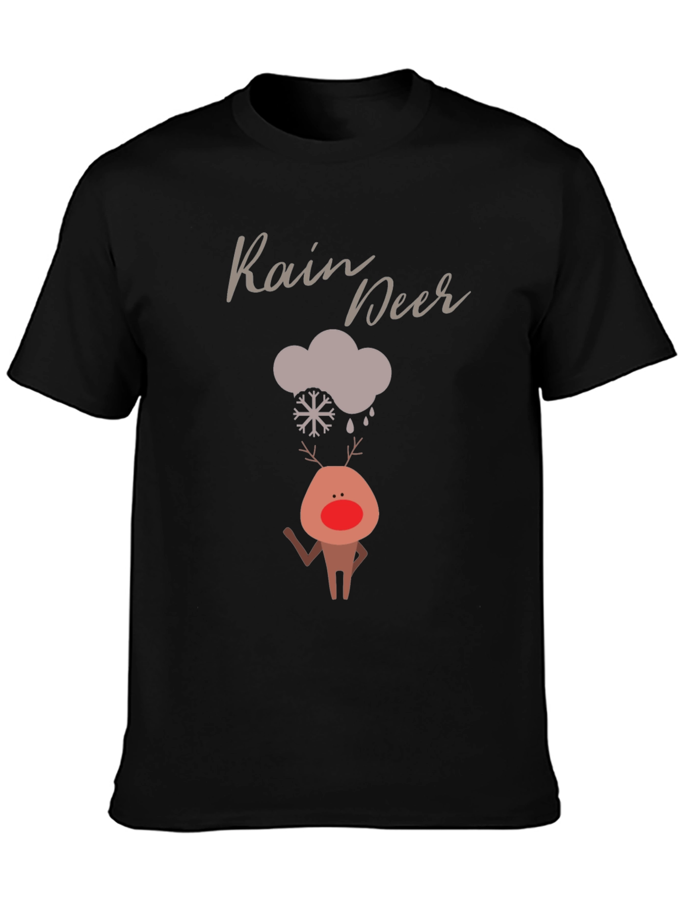 Rain Deer Graphic T-Shirt - Cute Holiday Tee
