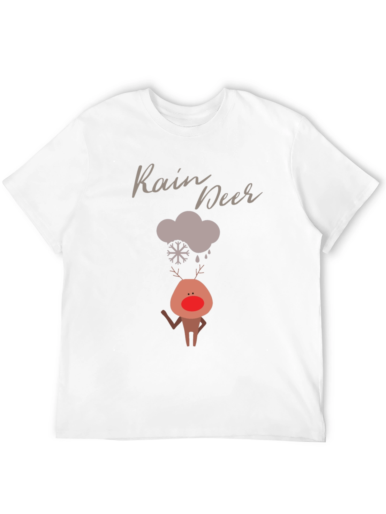 Rain Deer Graphic T-Shirt - Cute Holiday Tee