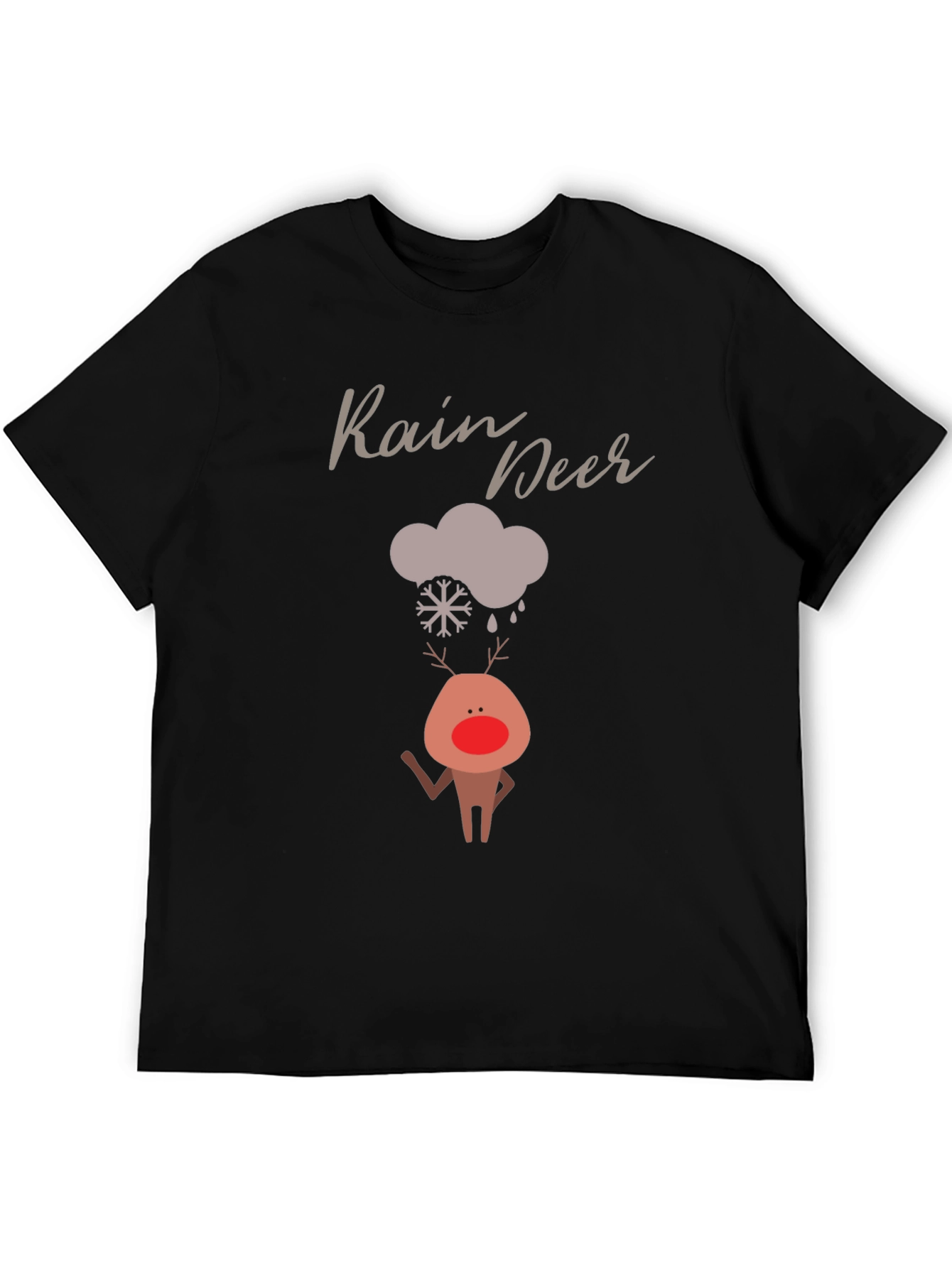 Rain Deer Graphic T-Shirt - Cute Holiday Tee