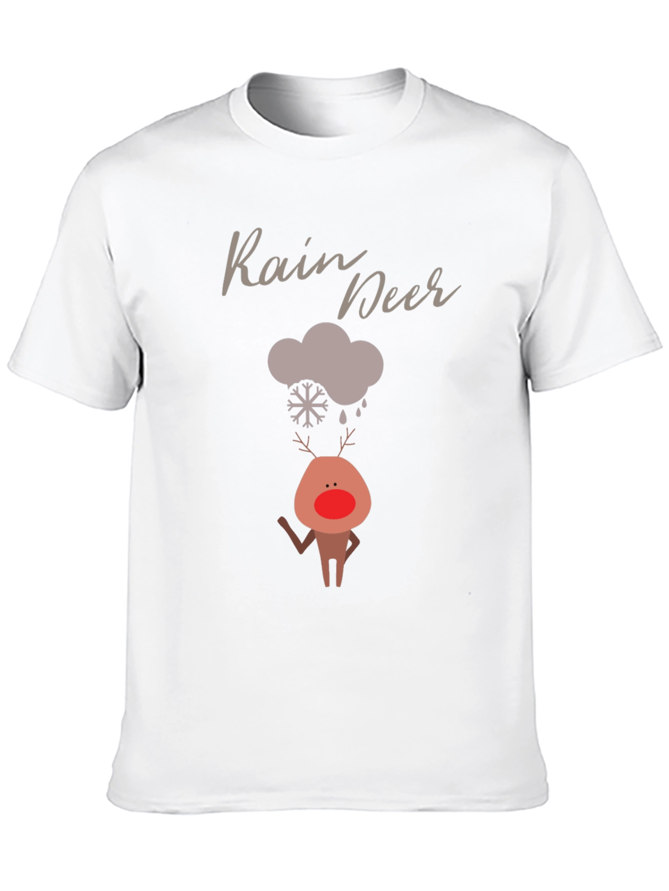 Rain Deer Graphic T-Shirt - Cute Holiday Tee