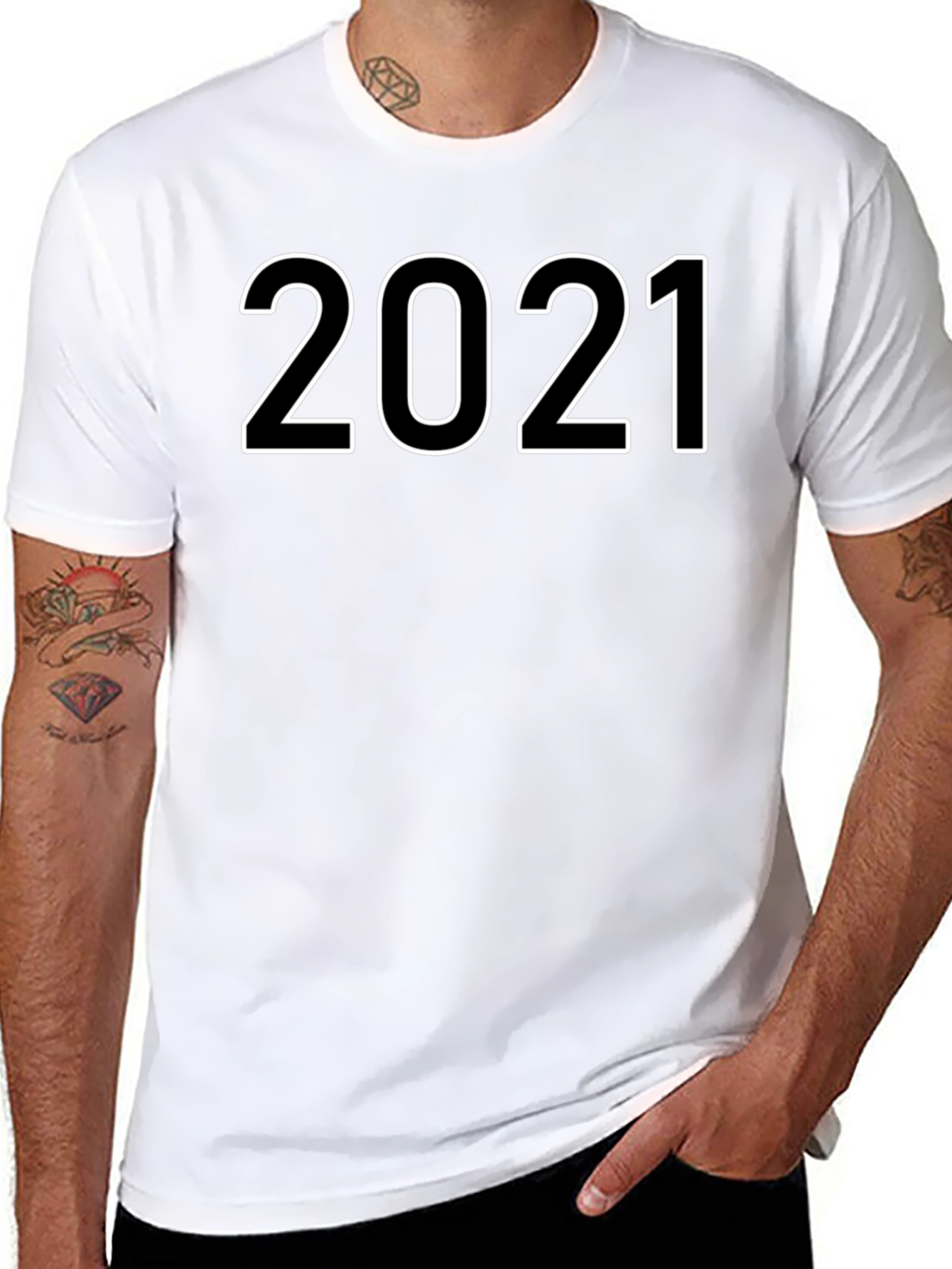 2021 Graphic T-Shirt - Black Crew Neck Tee