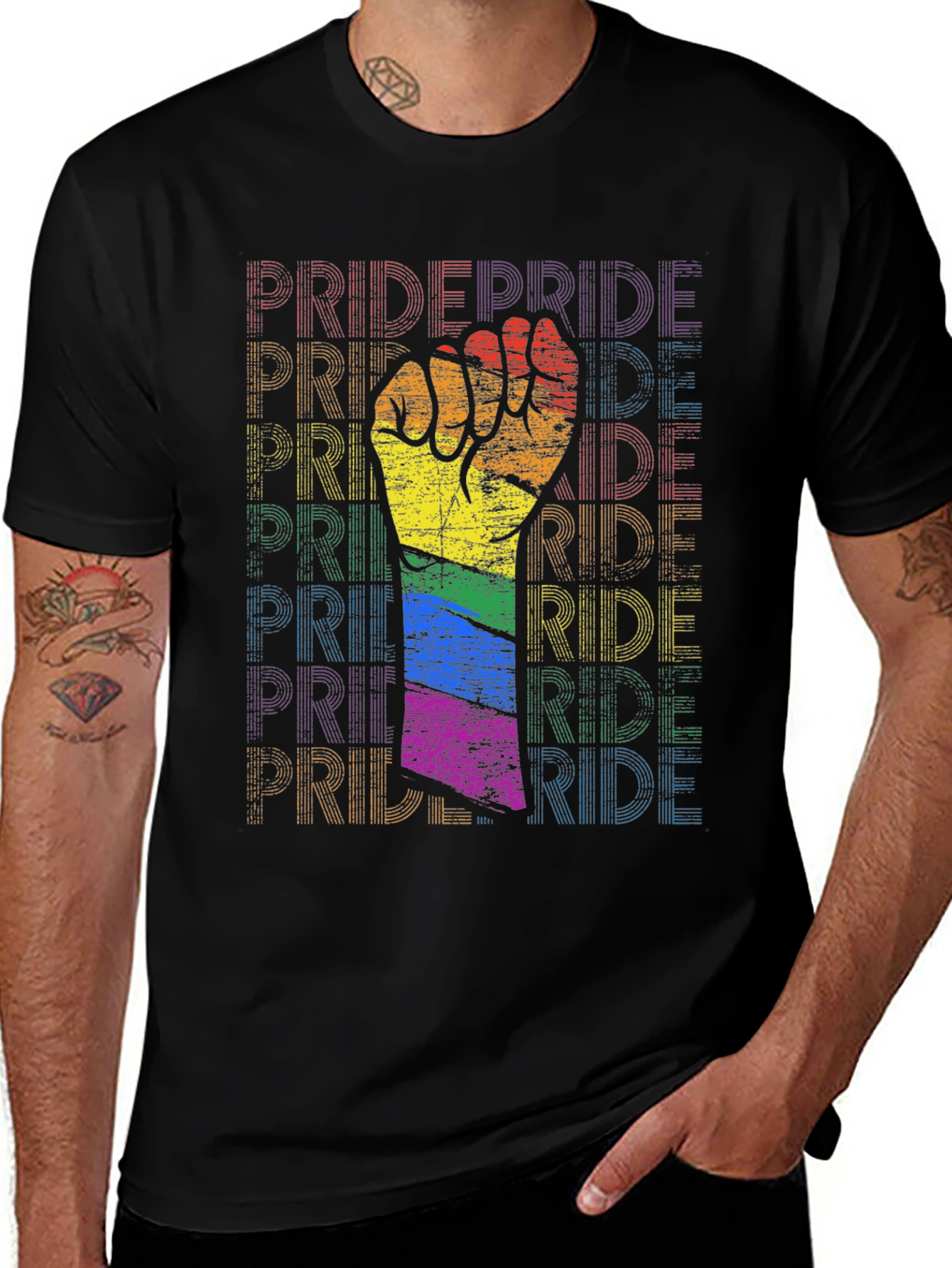 Pride Fist Graphic Tee - Black