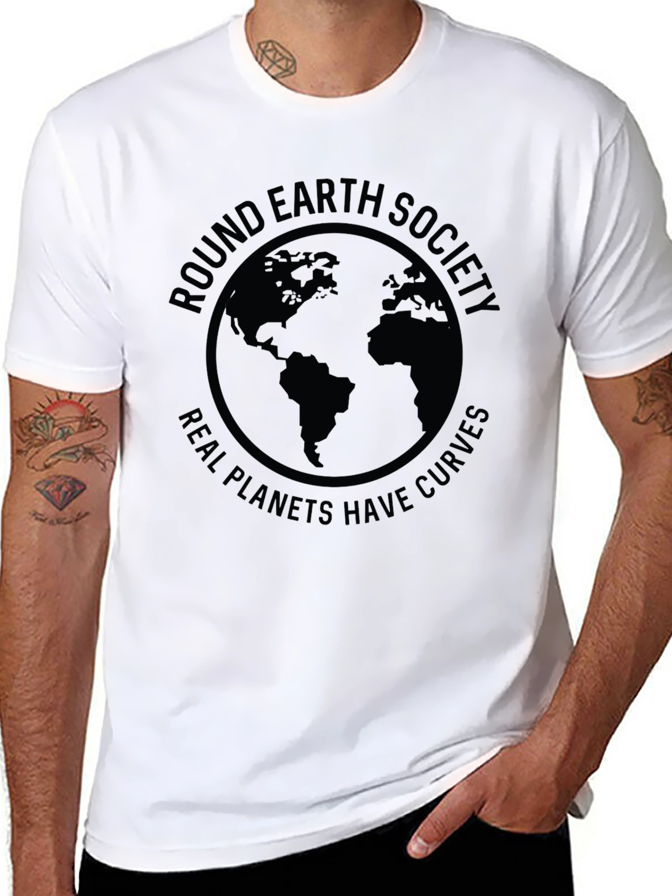 Round Earth Society T-Shirt - Real Planets Have Curves
