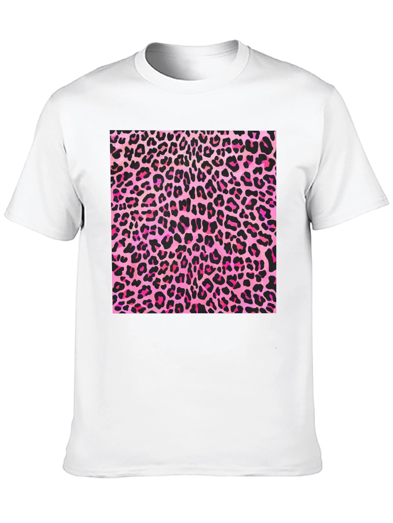 Pink Leopard Print Black T-Shirt