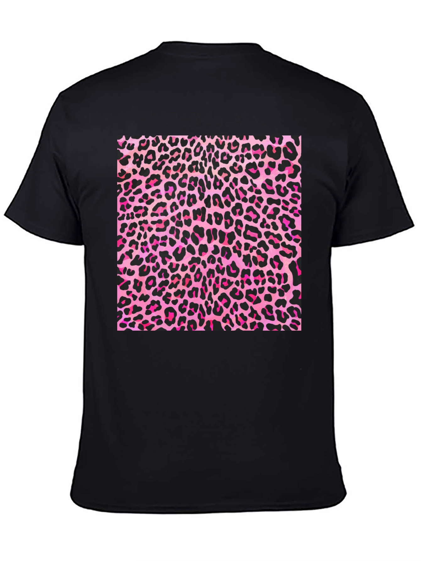 Pink Leopard Print Black T-Shirt