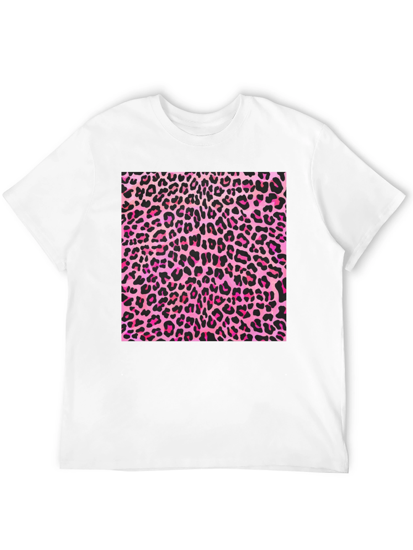 Pink Leopard Print Black T-Shirt
