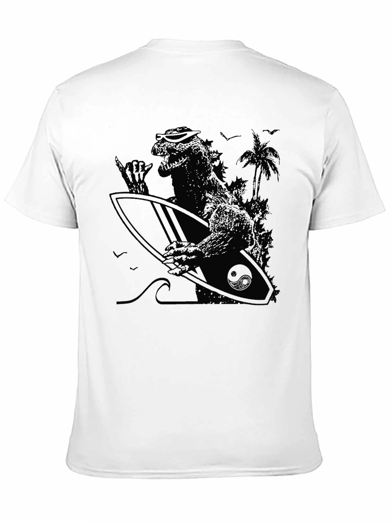 Surfing Godzilla T-Shirt - Black