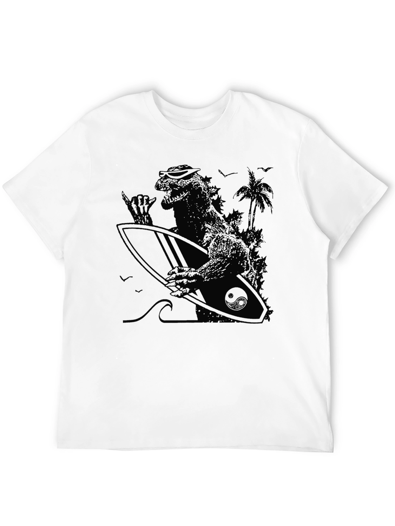 Surfing Godzilla T-Shirt - Black