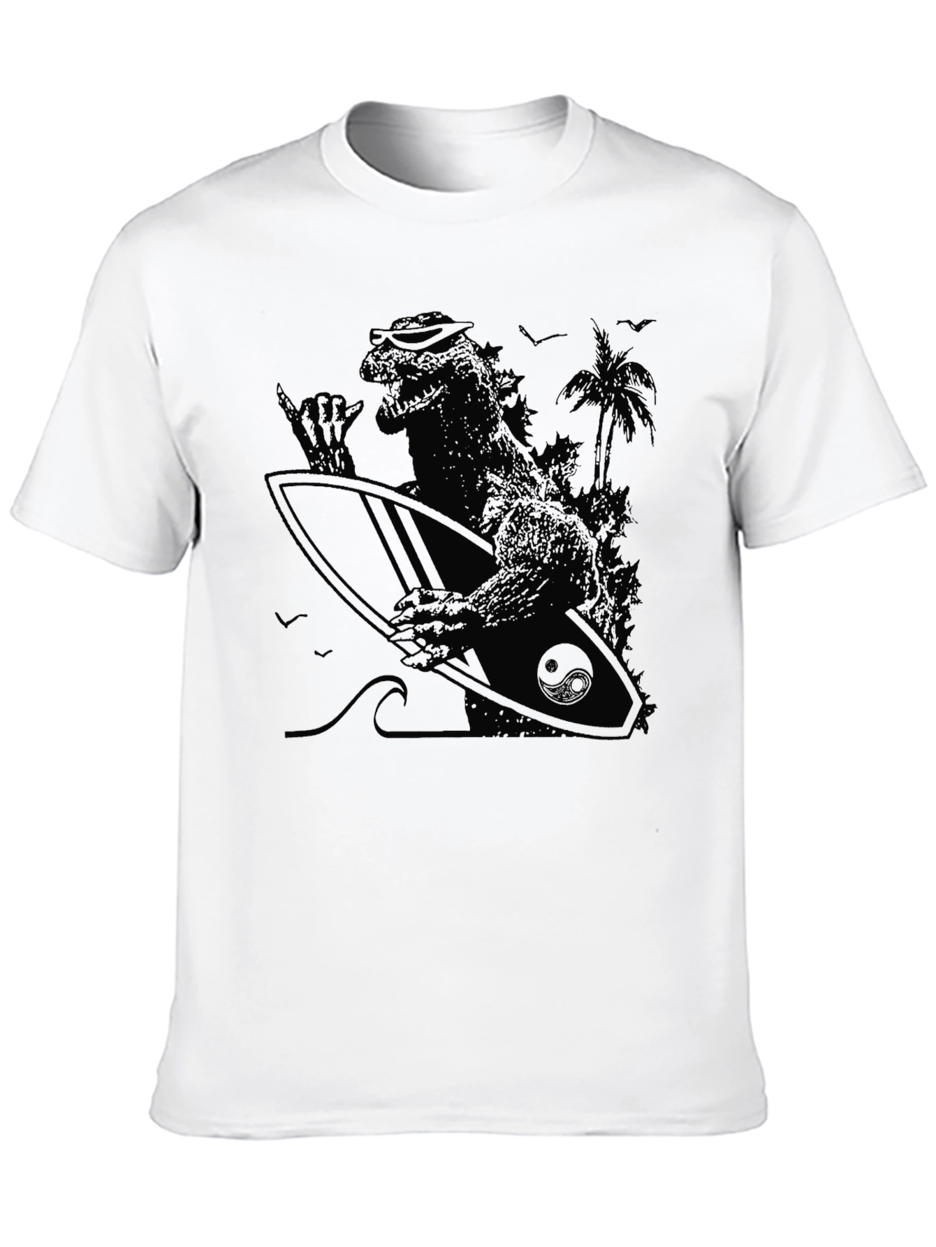 Surfing Godzilla T-Shirt - Black