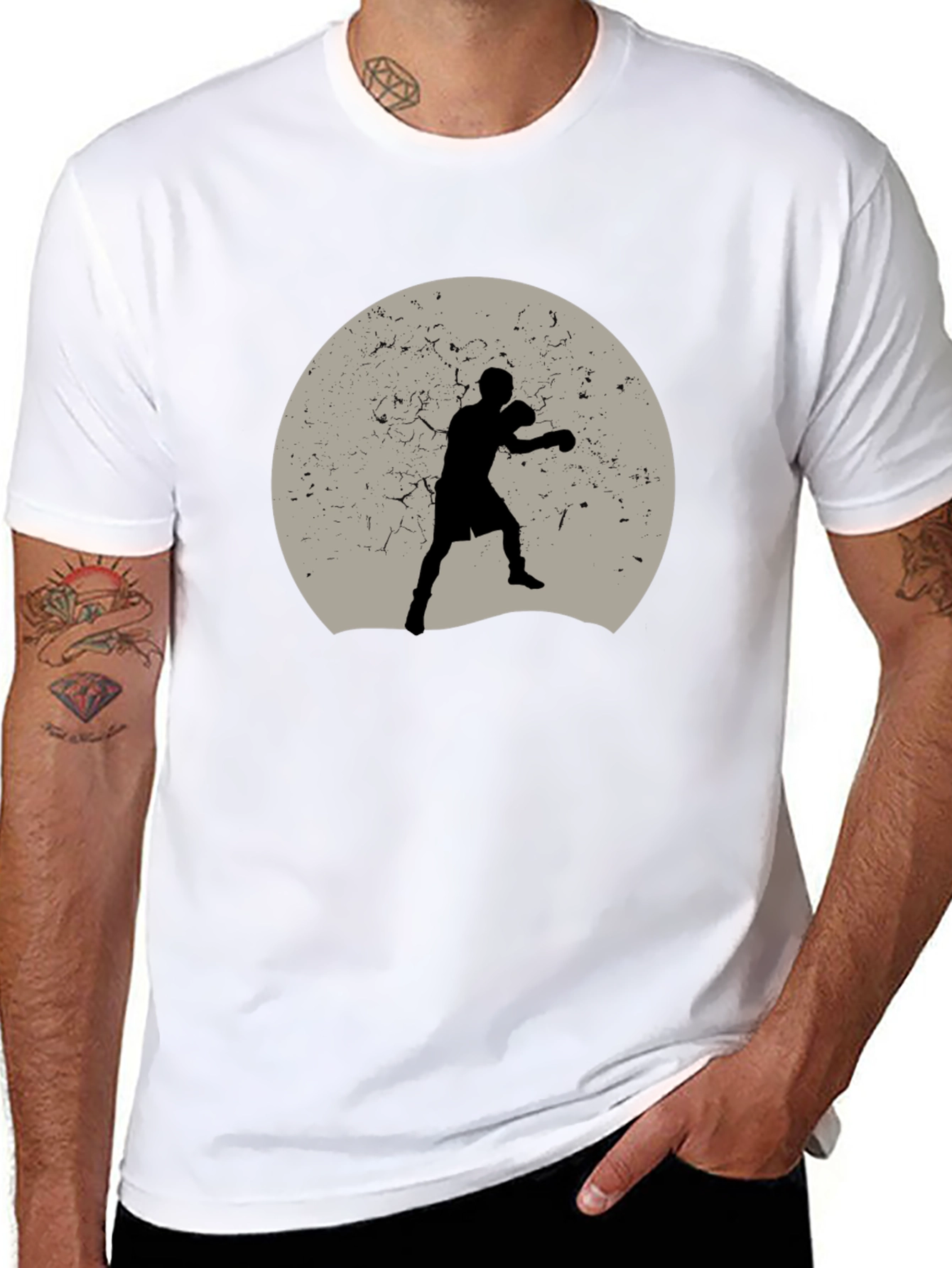 Boxer Silhouette Graphic Tee - Black Cotton