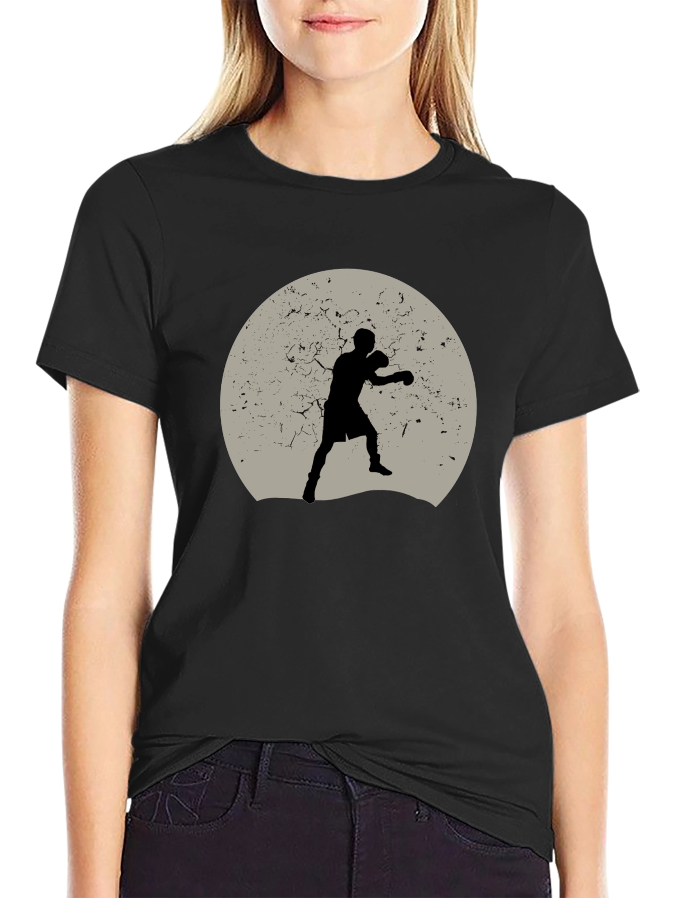 Boxer Silhouette Graphic Tee - Black Cotton