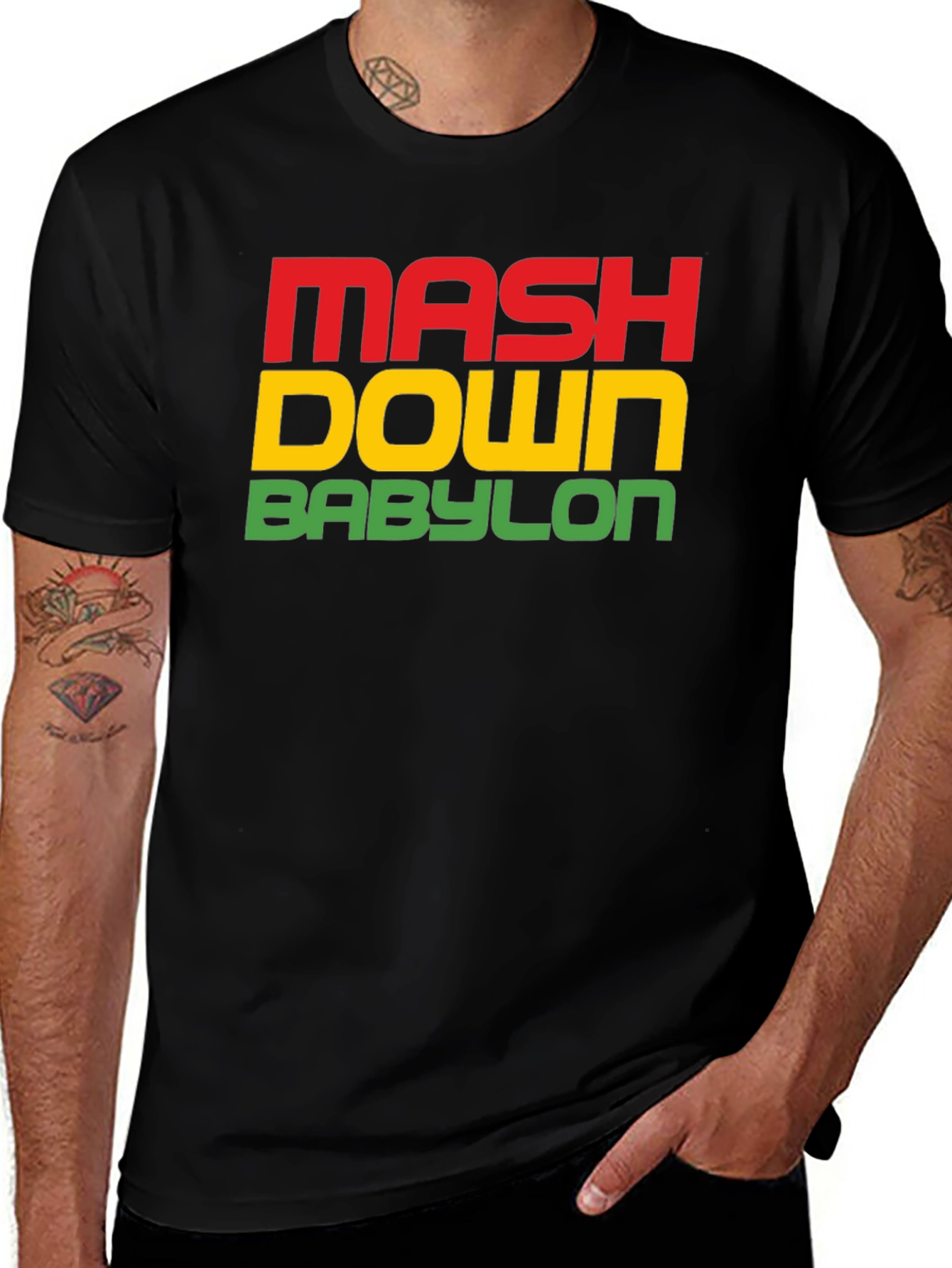 Mash Down Babylon Rasta T-Shirt - Black
