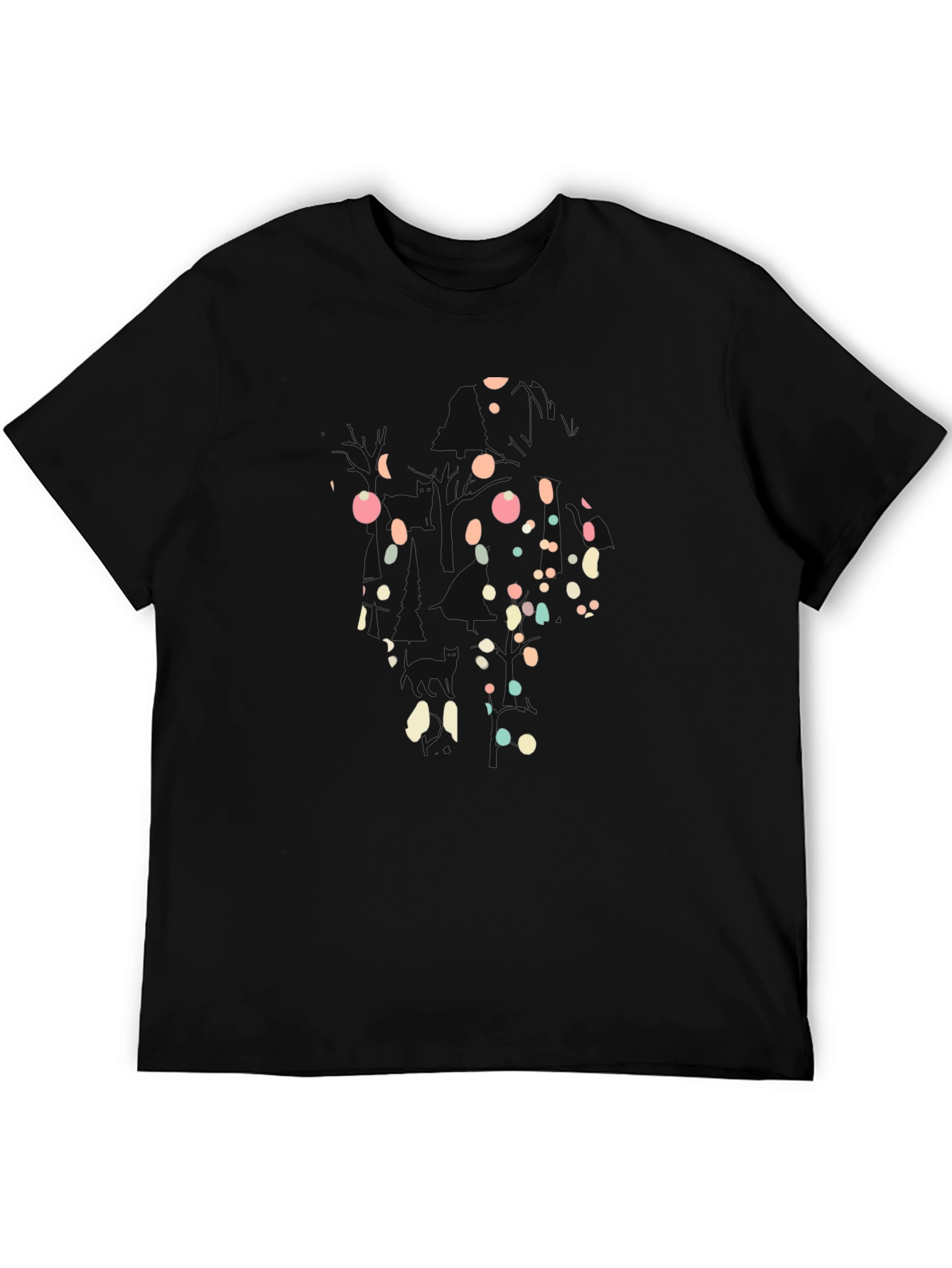 Abstract Polka Dot Graphic Black T-Shirt
