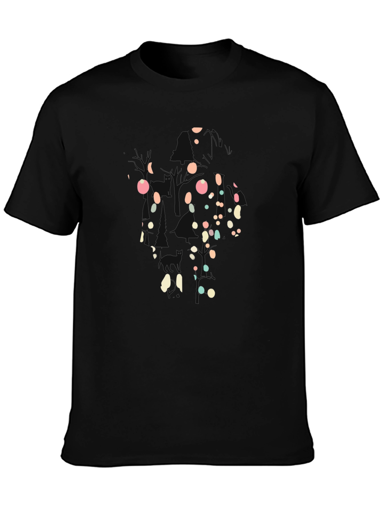 Abstract Polka Dot Graphic Black T-Shirt