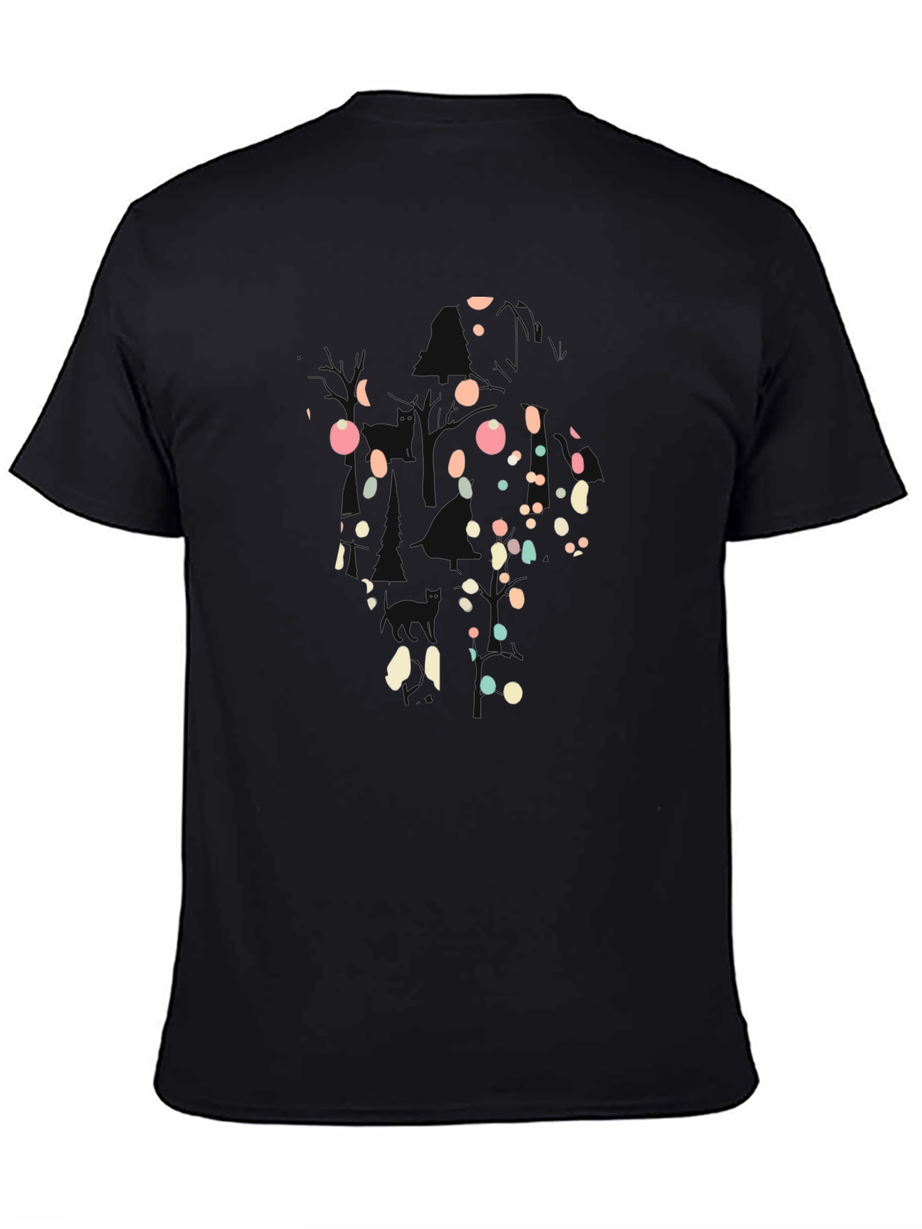 Abstract Polka Dot Graphic Black T-Shirt