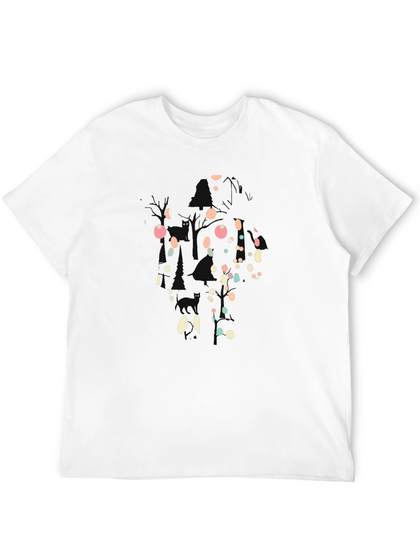 Abstract Polka Dot Graphic Black T-Shirt