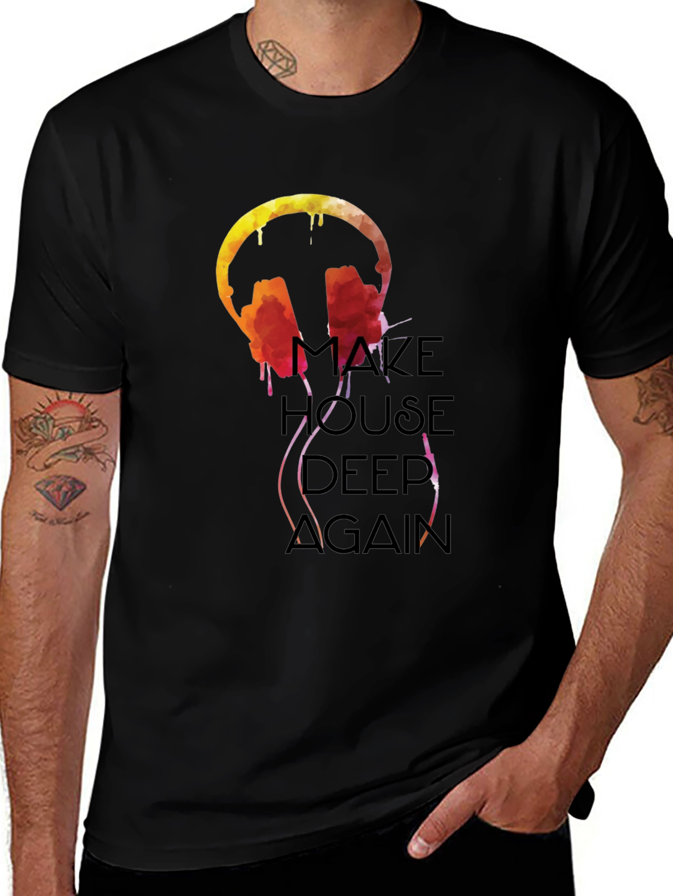 Maze House Deep Again Black Graphic T-Shirt