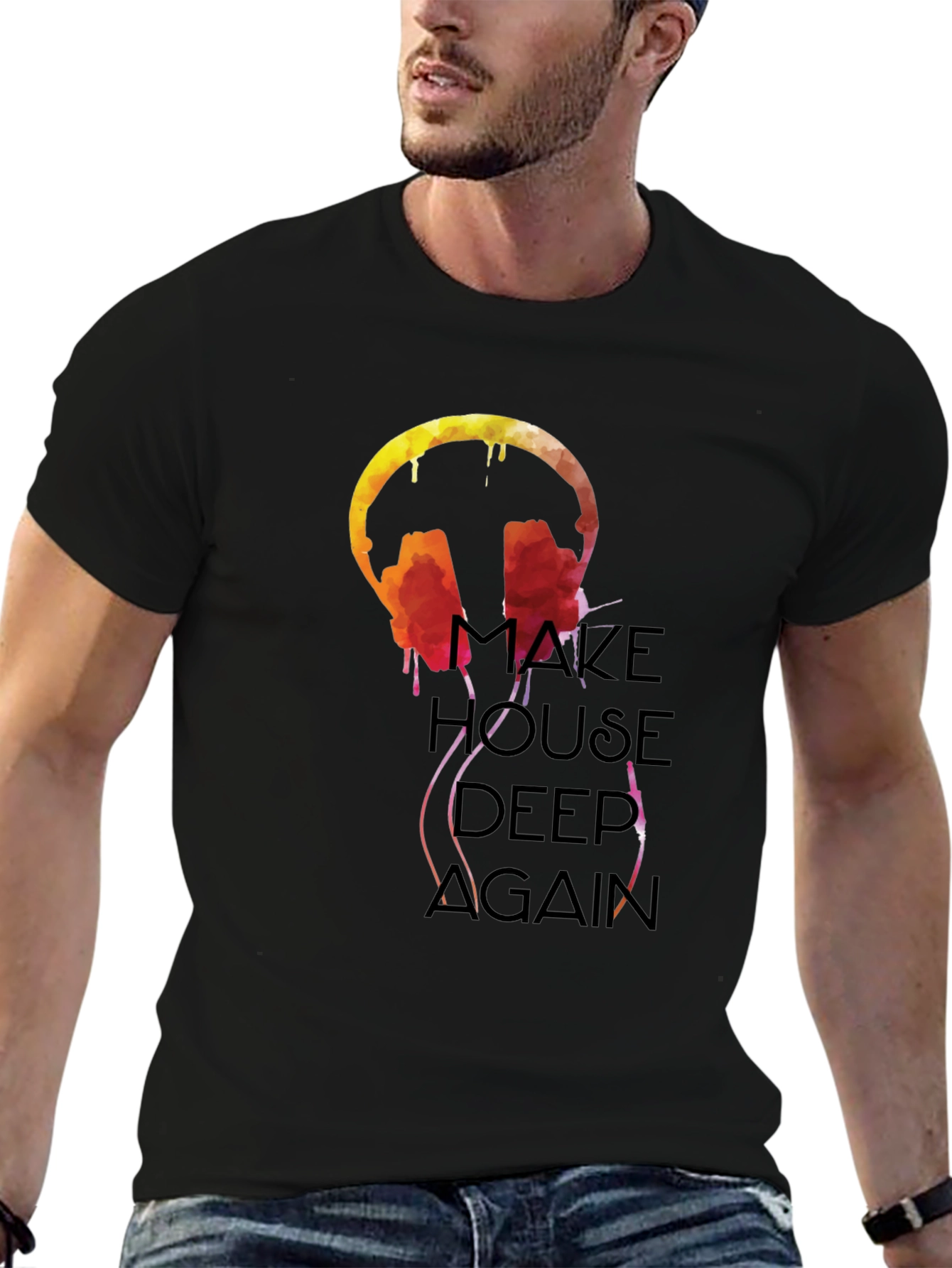 Maze House Deep Again Black Graphic T-Shirt