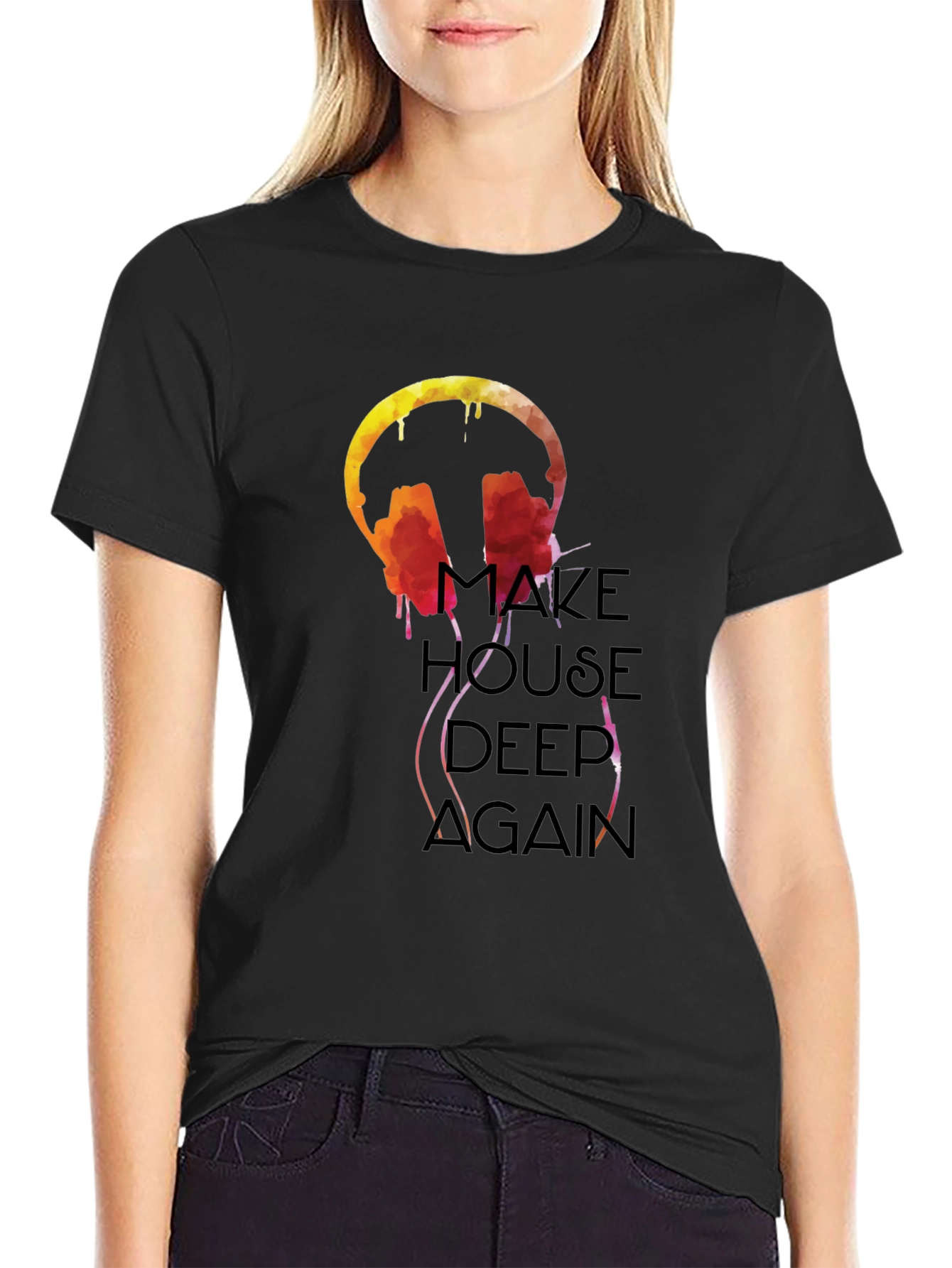 Maze House Deep Again Black Graphic T-Shirt