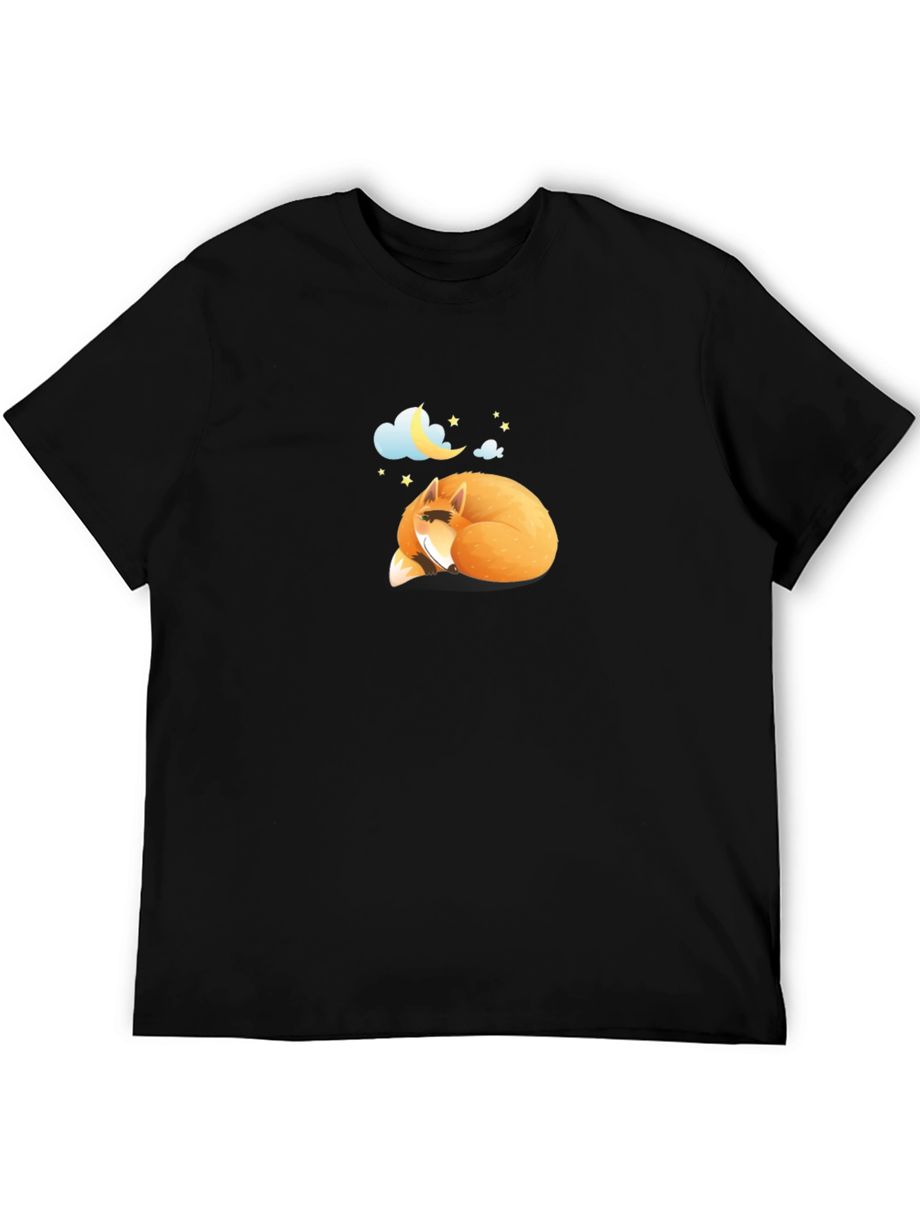 Sleeping Fox Graphic Black T-Shirt