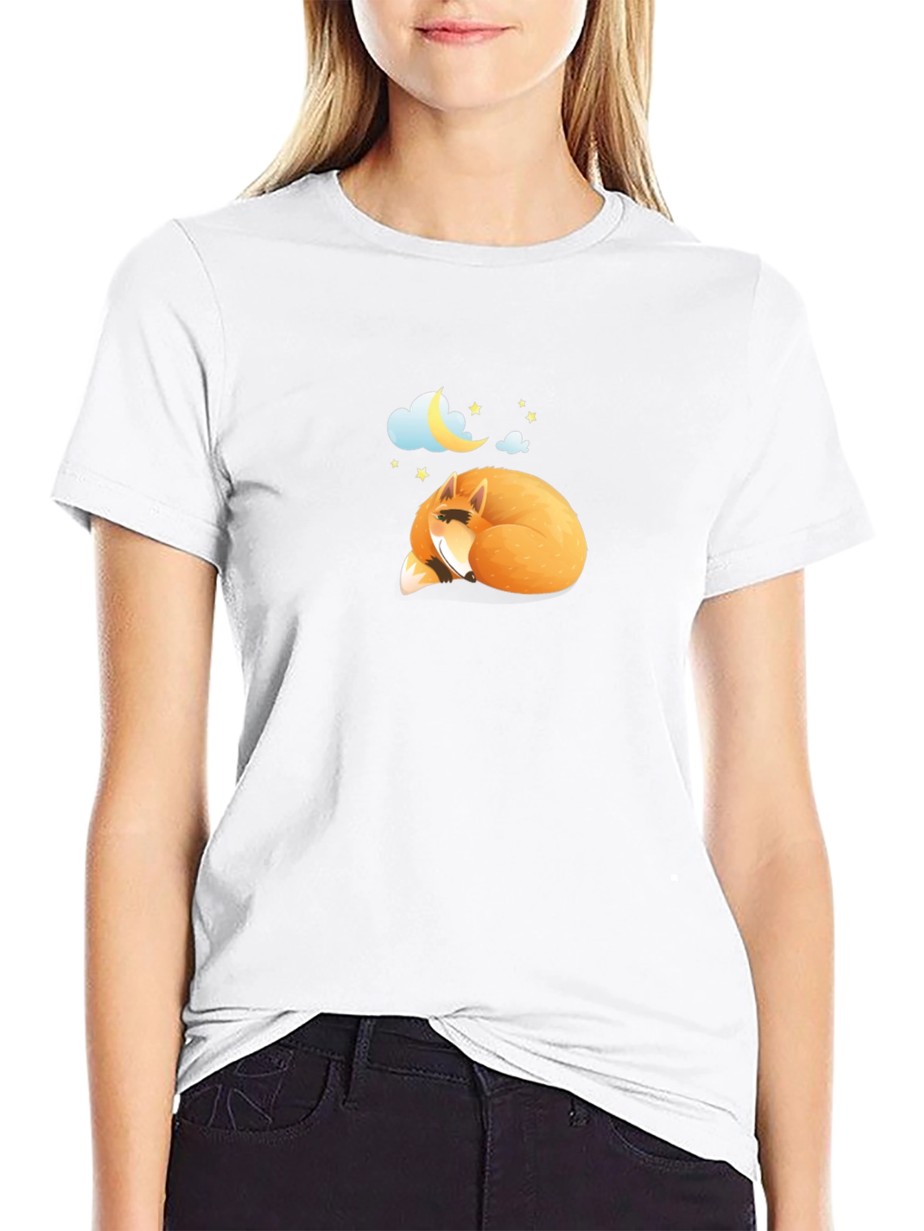 Sleeping Fox Graphic Black T-Shirt