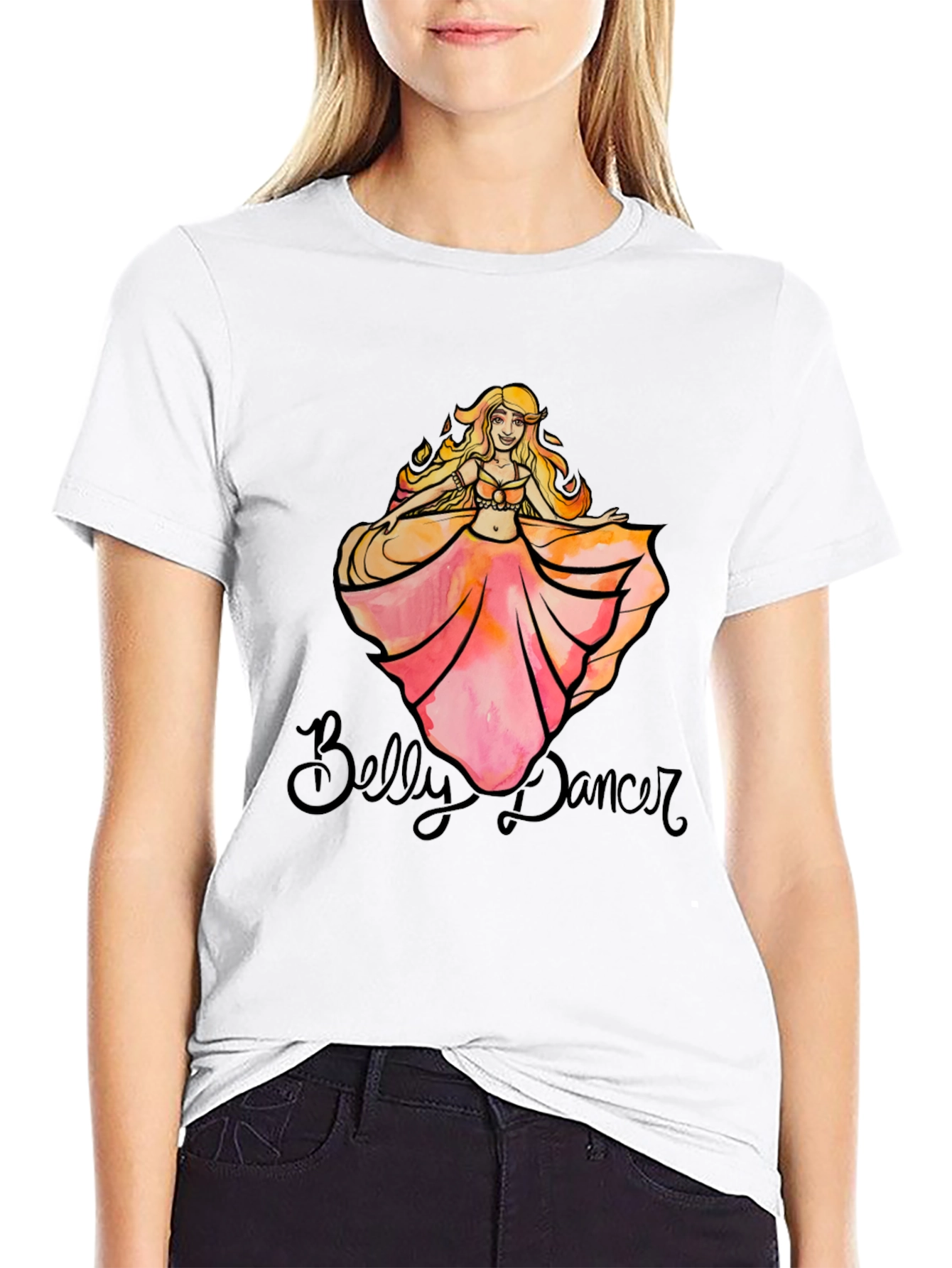 Belly Dancer T-Shirt - Black Cotton Graphic Tee