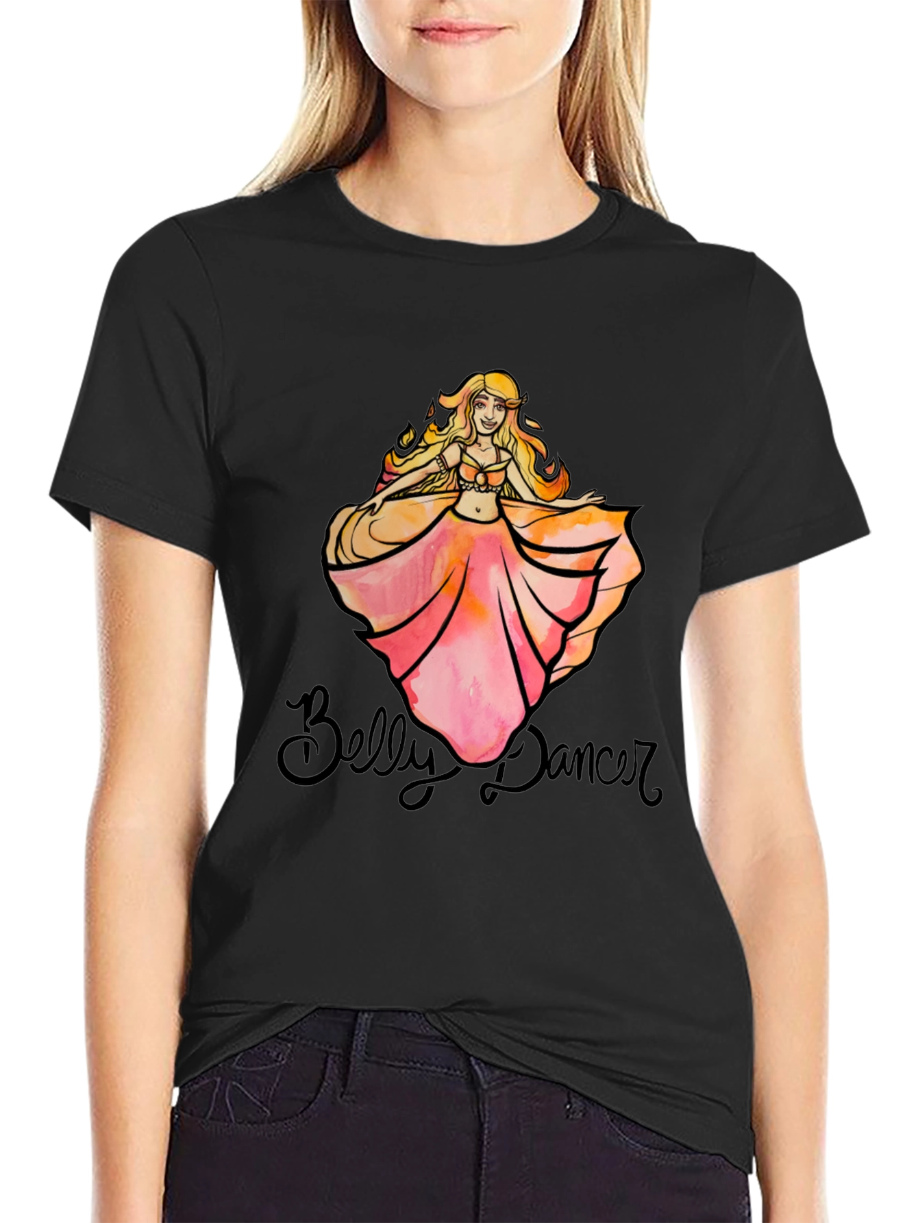 Belly Dancer T-Shirt - Black Cotton Graphic Tee