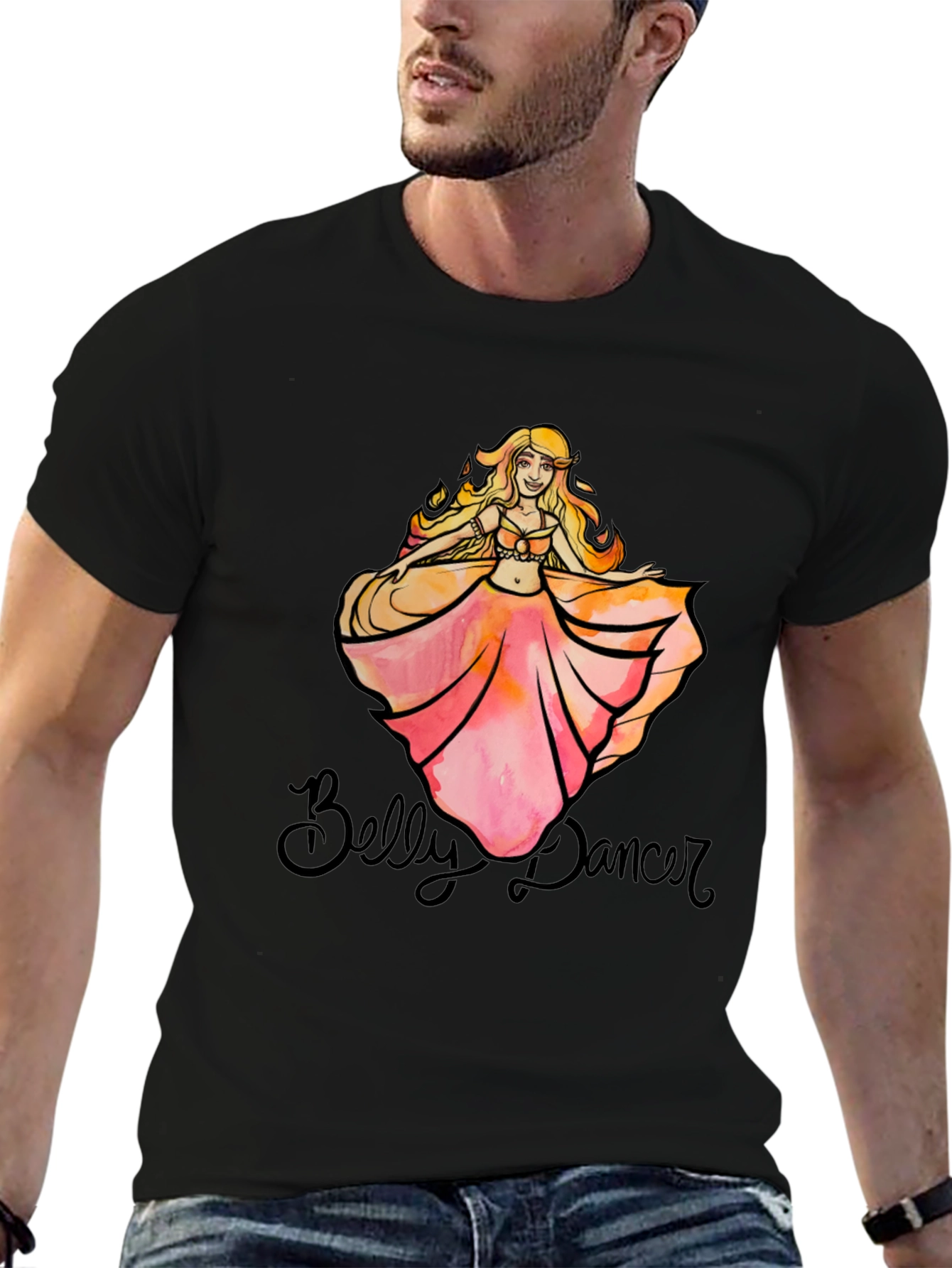 Belly Dancer T-Shirt - Black Cotton Graphic Tee