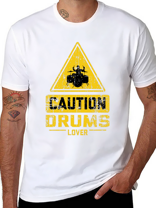 Caution Drums Lover Black T-Shirt
