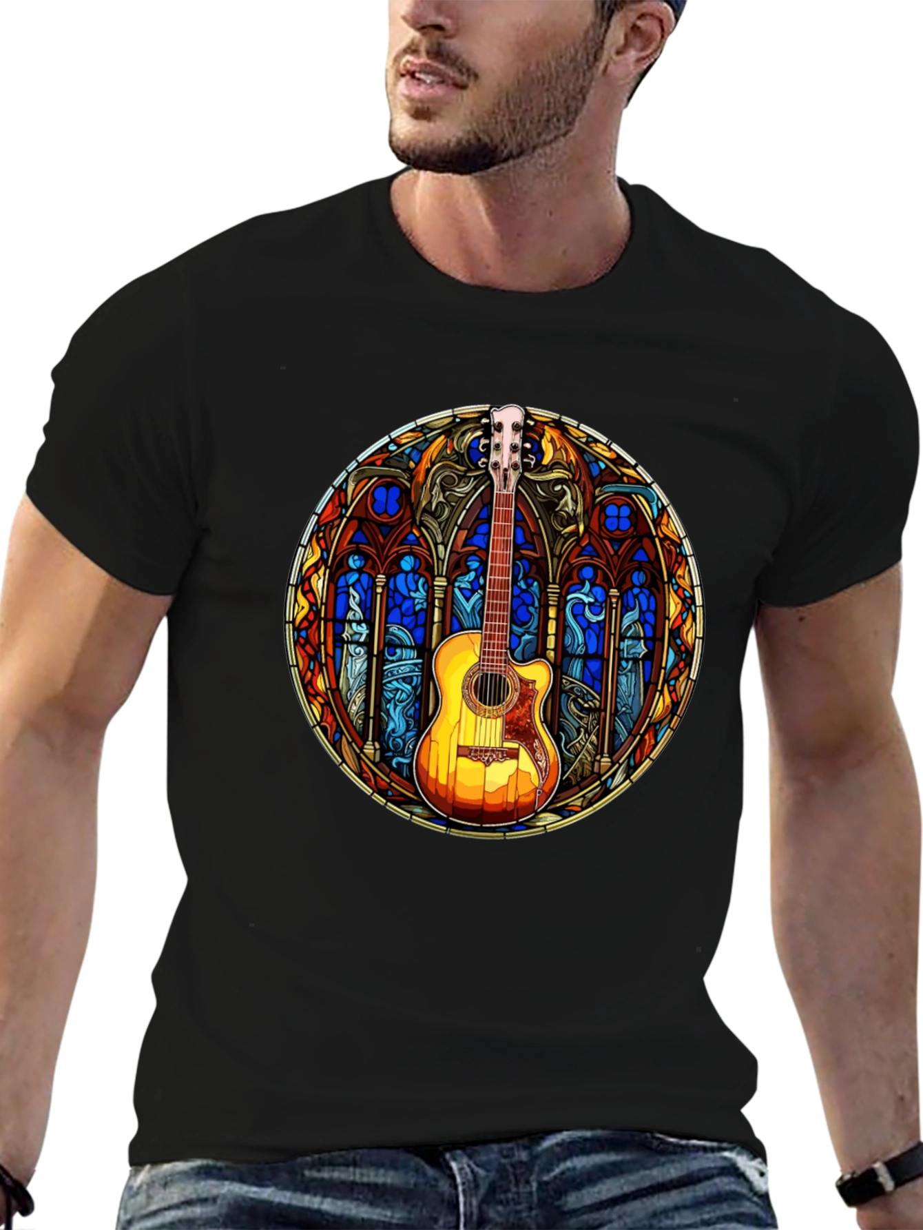 Stained Glass Guitar T-Shirt