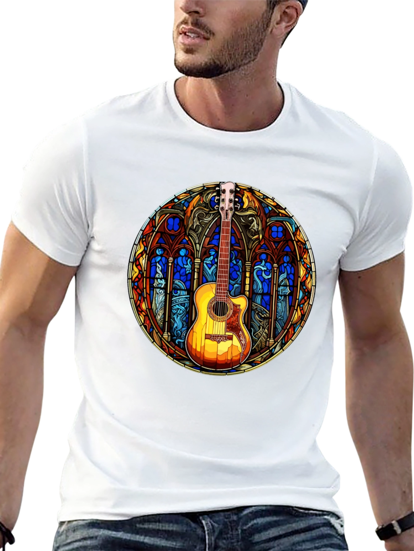 Stained Glass Guitar T-Shirt