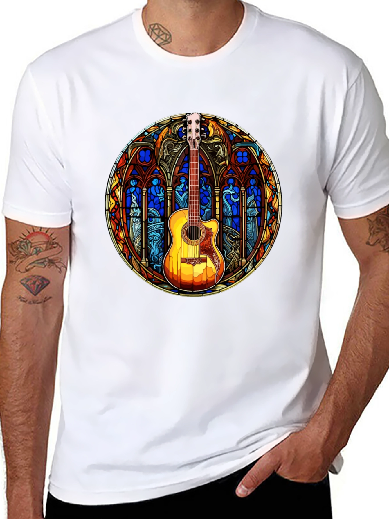 Stained Glass Guitar T-Shirt