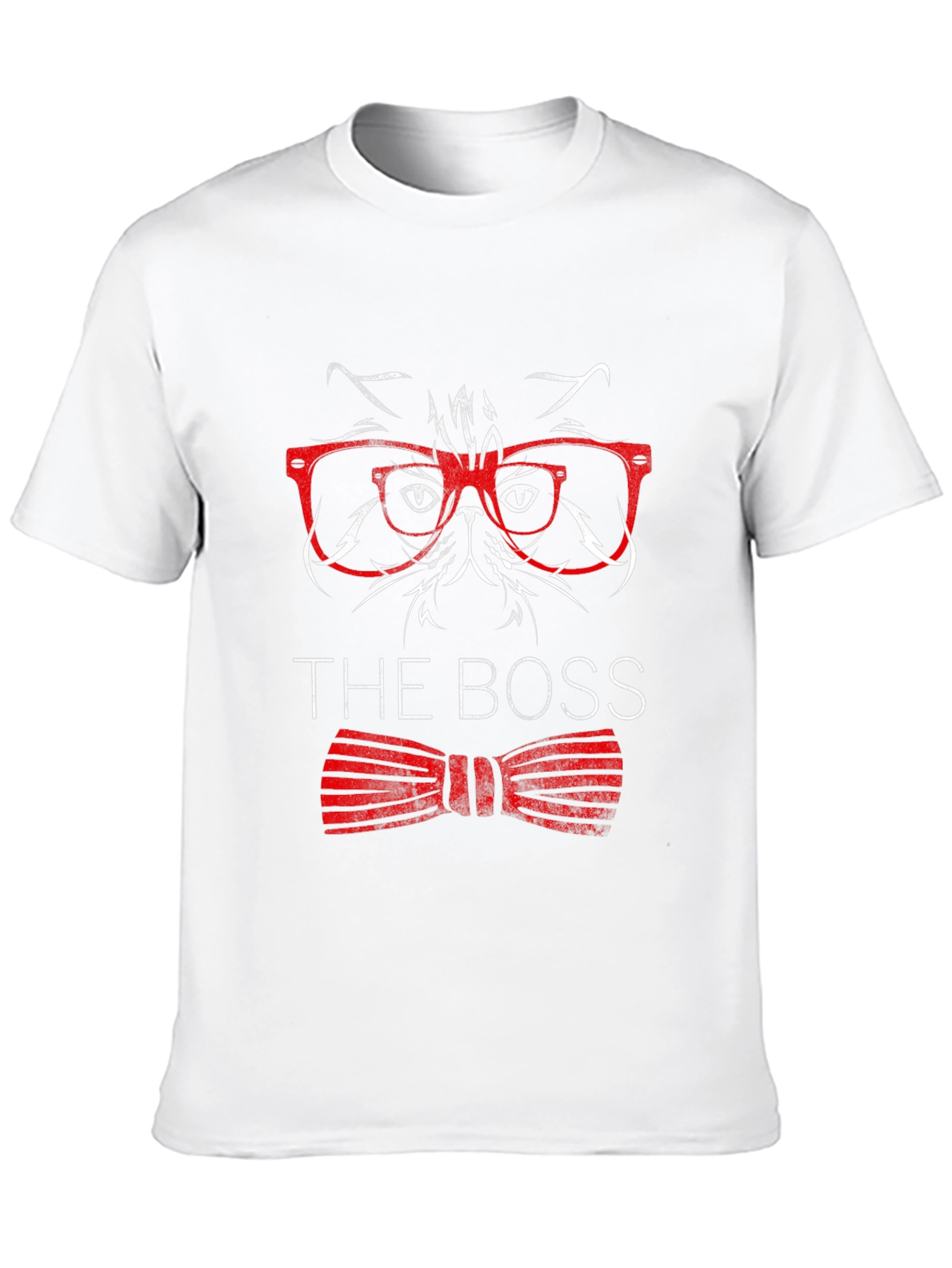 The Boss Cat T-Shirt - Red Glasses Bowtie