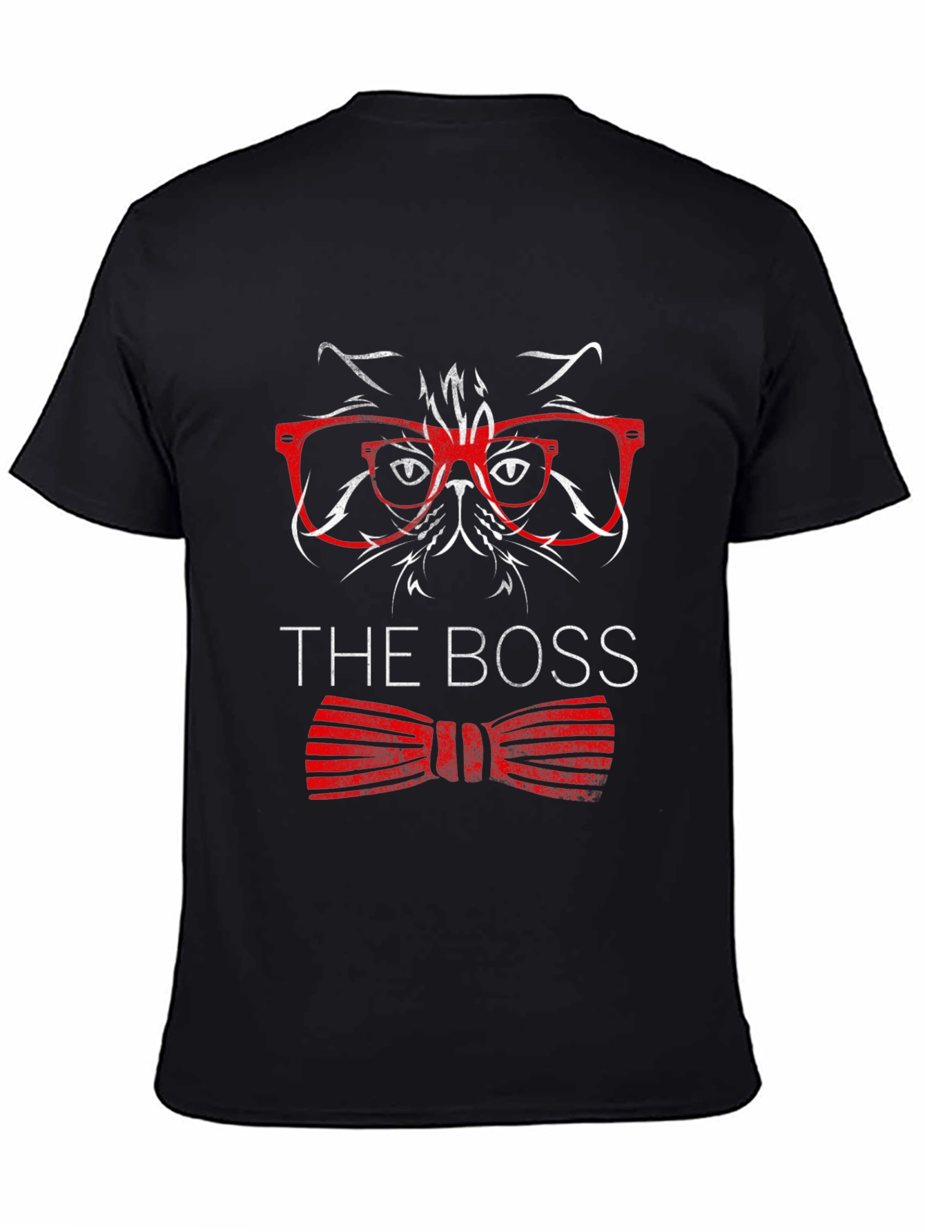 The Boss Cat T-Shirt - Red Glasses Bowtie