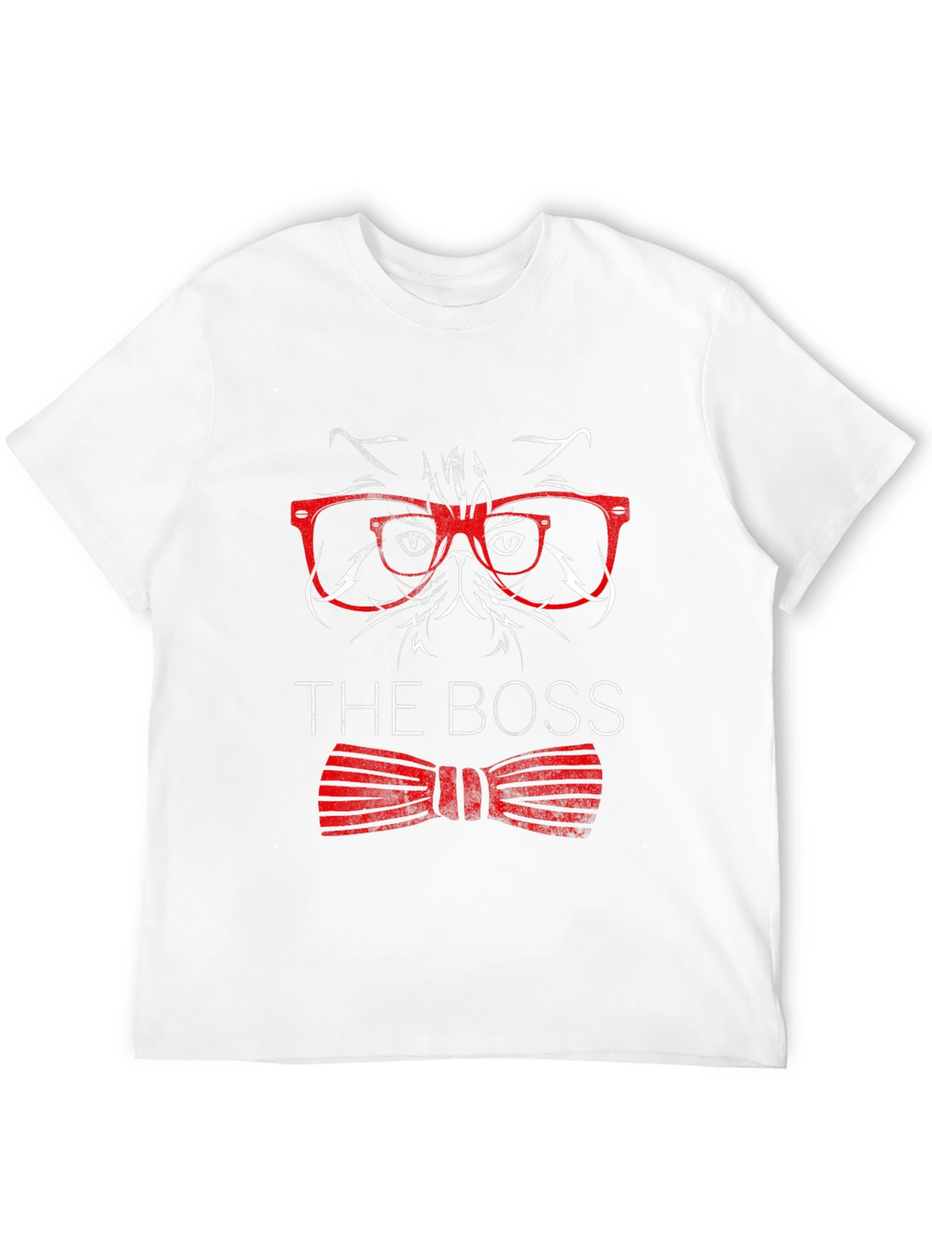 The Boss Cat T-Shirt - Red Glasses Bowtie