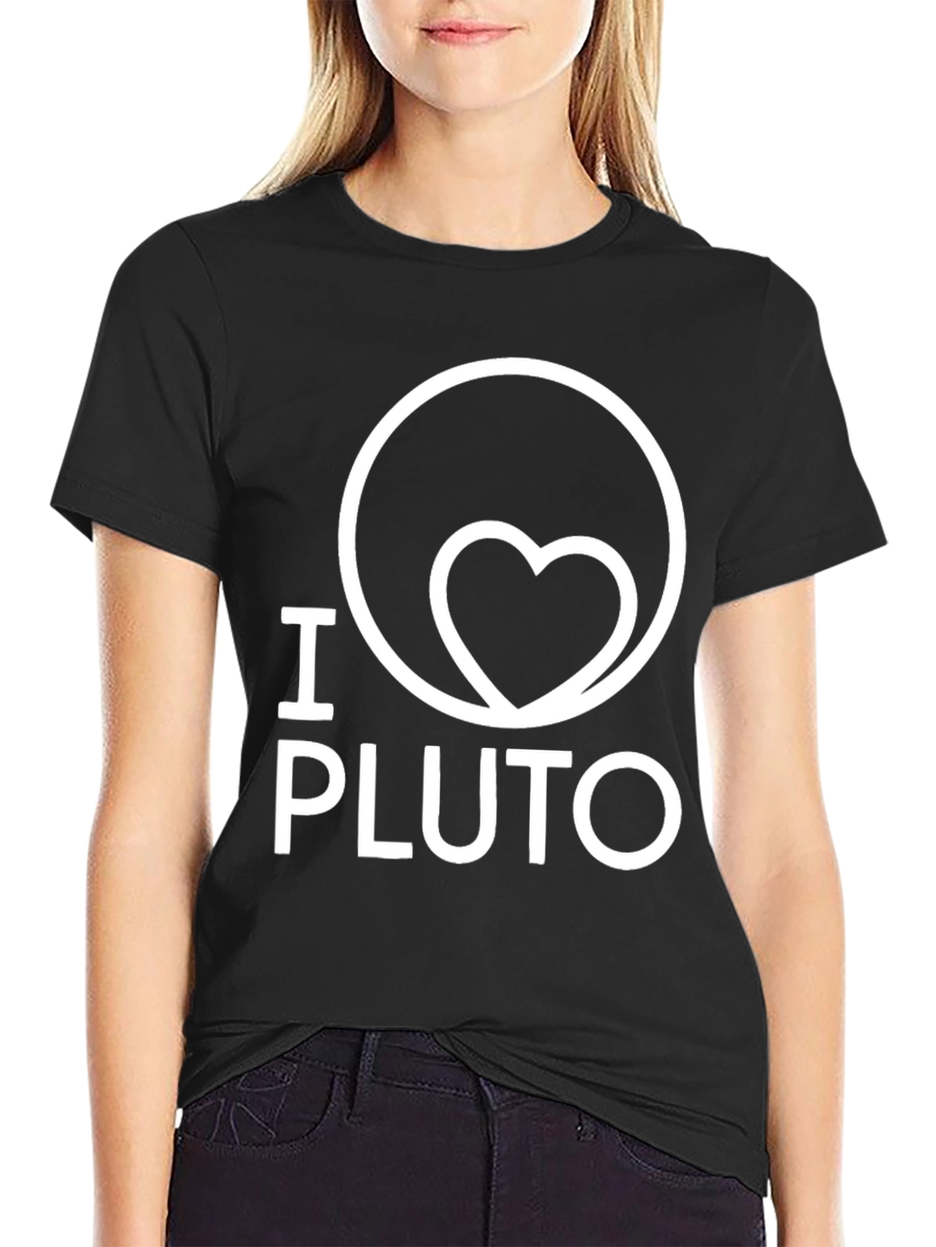 I Heart Pluto Graphic Tee - Black Cotton T-Shirt