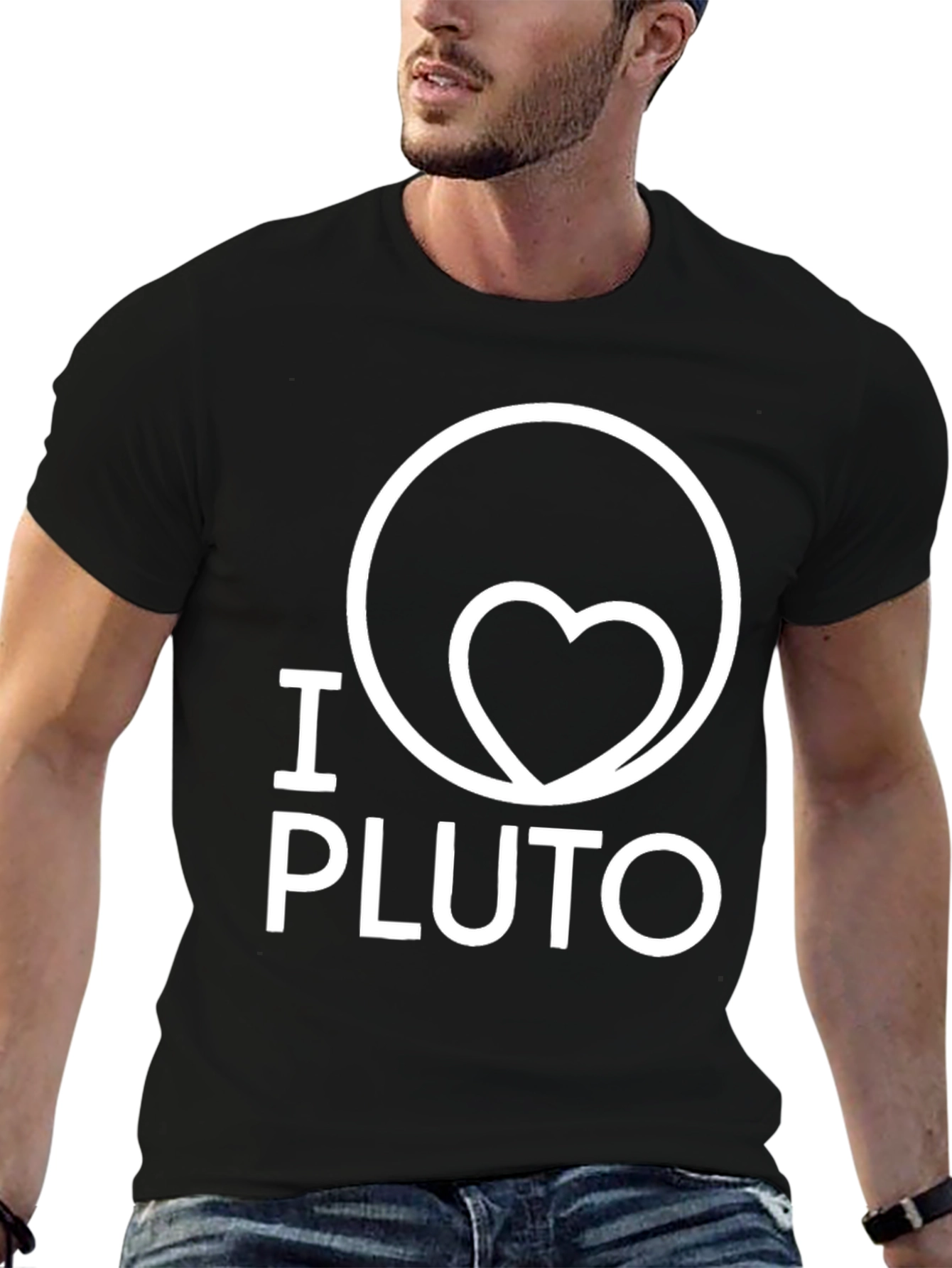 I Heart Pluto Graphic Tee - Black Cotton T-Shirt
