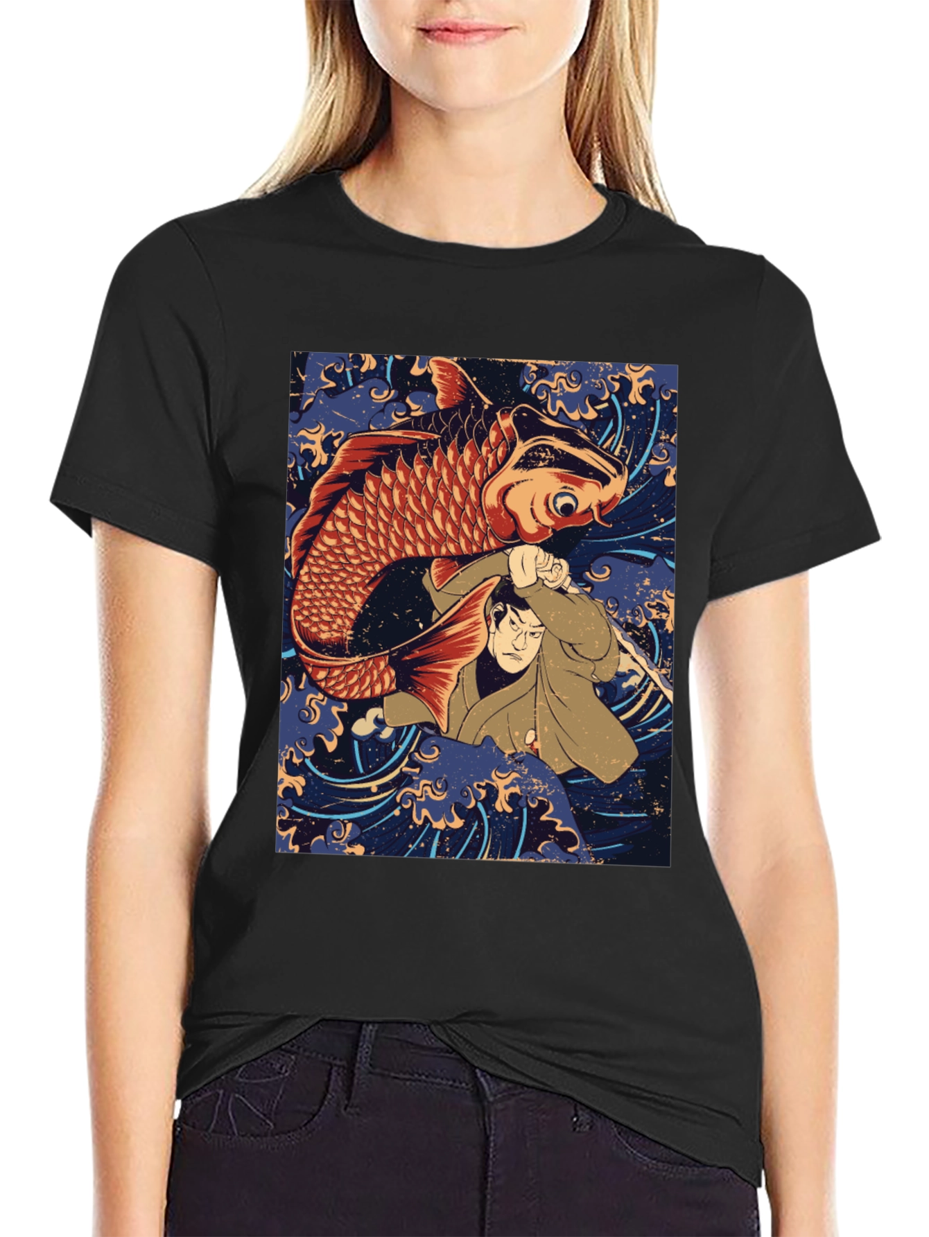 Koi Fish & Samurai T-Shirt - Graphic Tee
