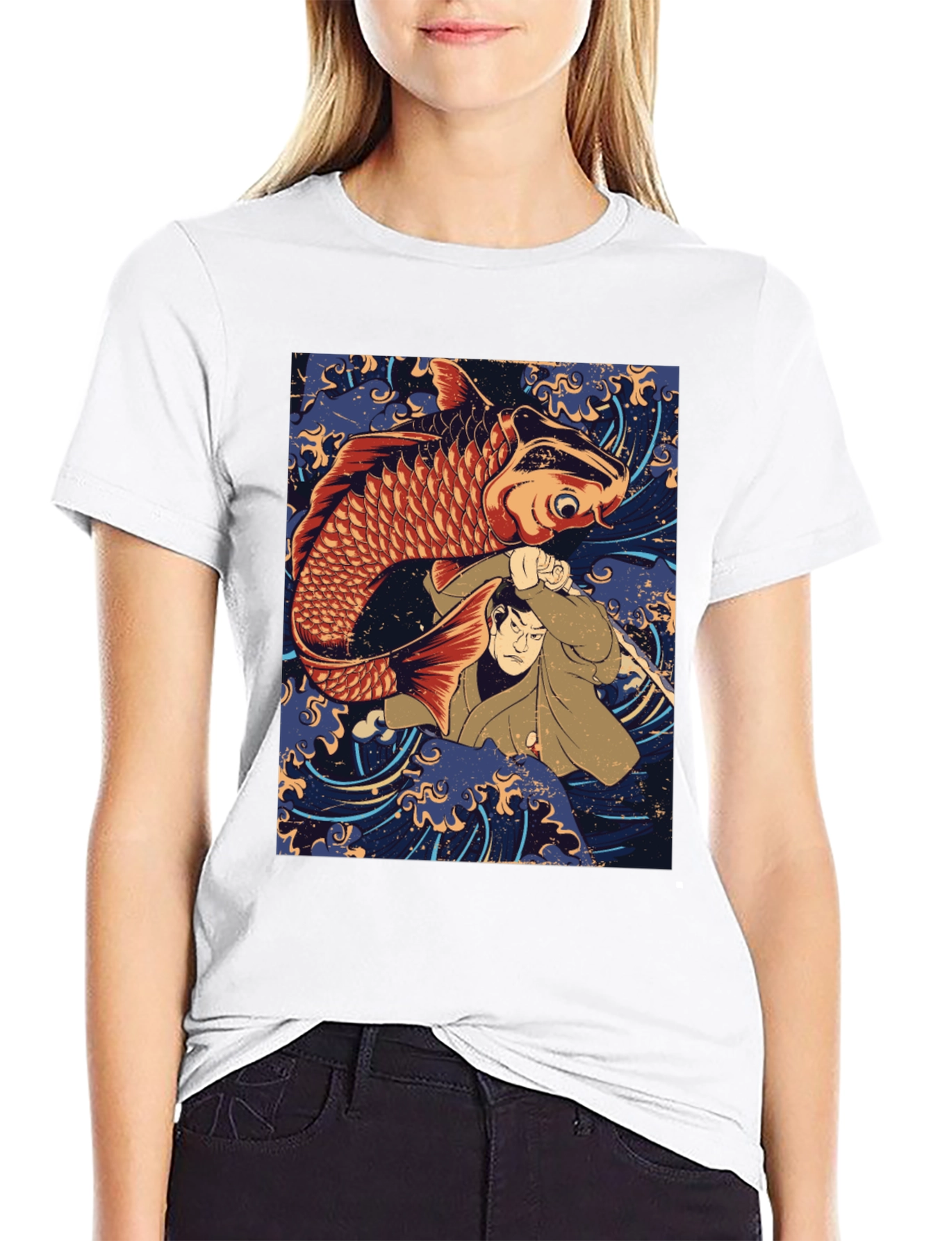 Koi Fish & Samurai T-Shirt - Graphic Tee