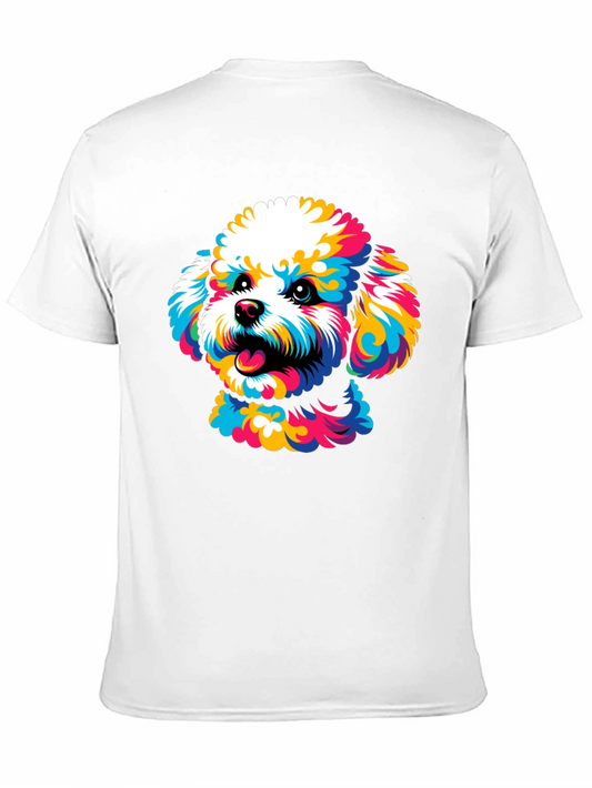 Colorful Poodle Graphic Tee - Black