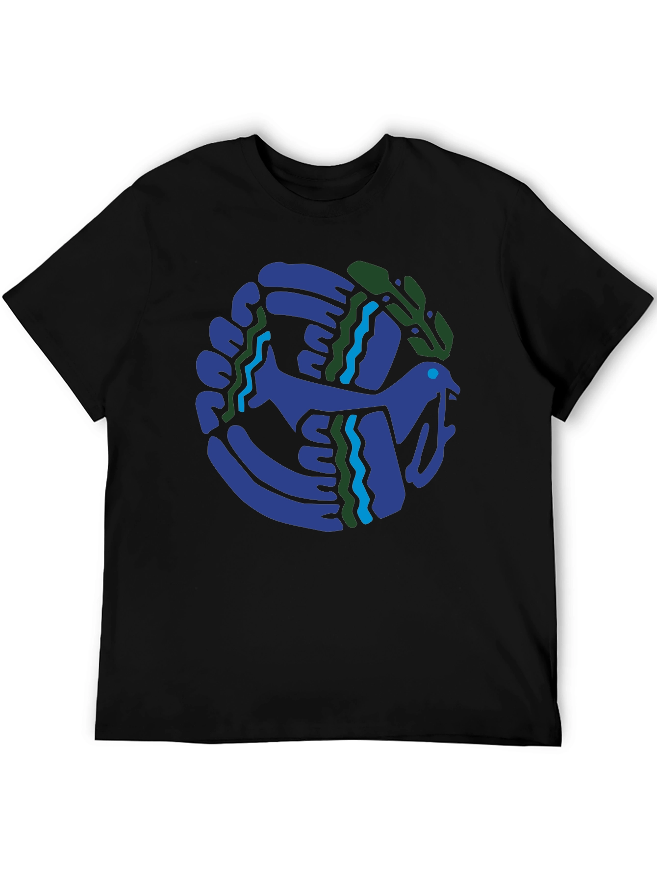Abstract Bird Graphic Black T-Shirt