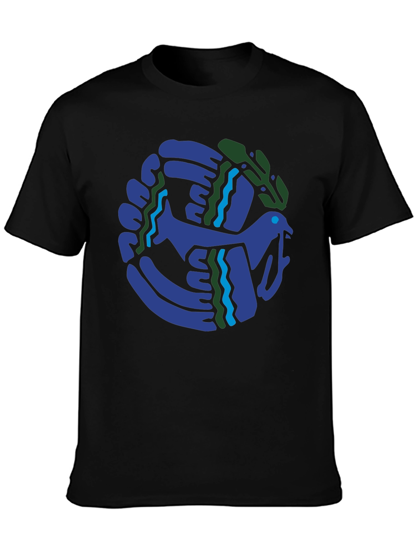 Abstract Bird Graphic Black T-Shirt