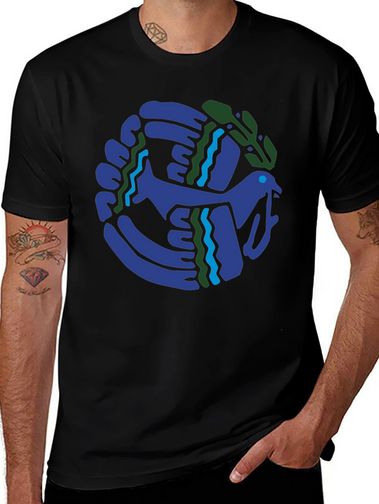 Abstract Bird Graphic Black T-Shirt