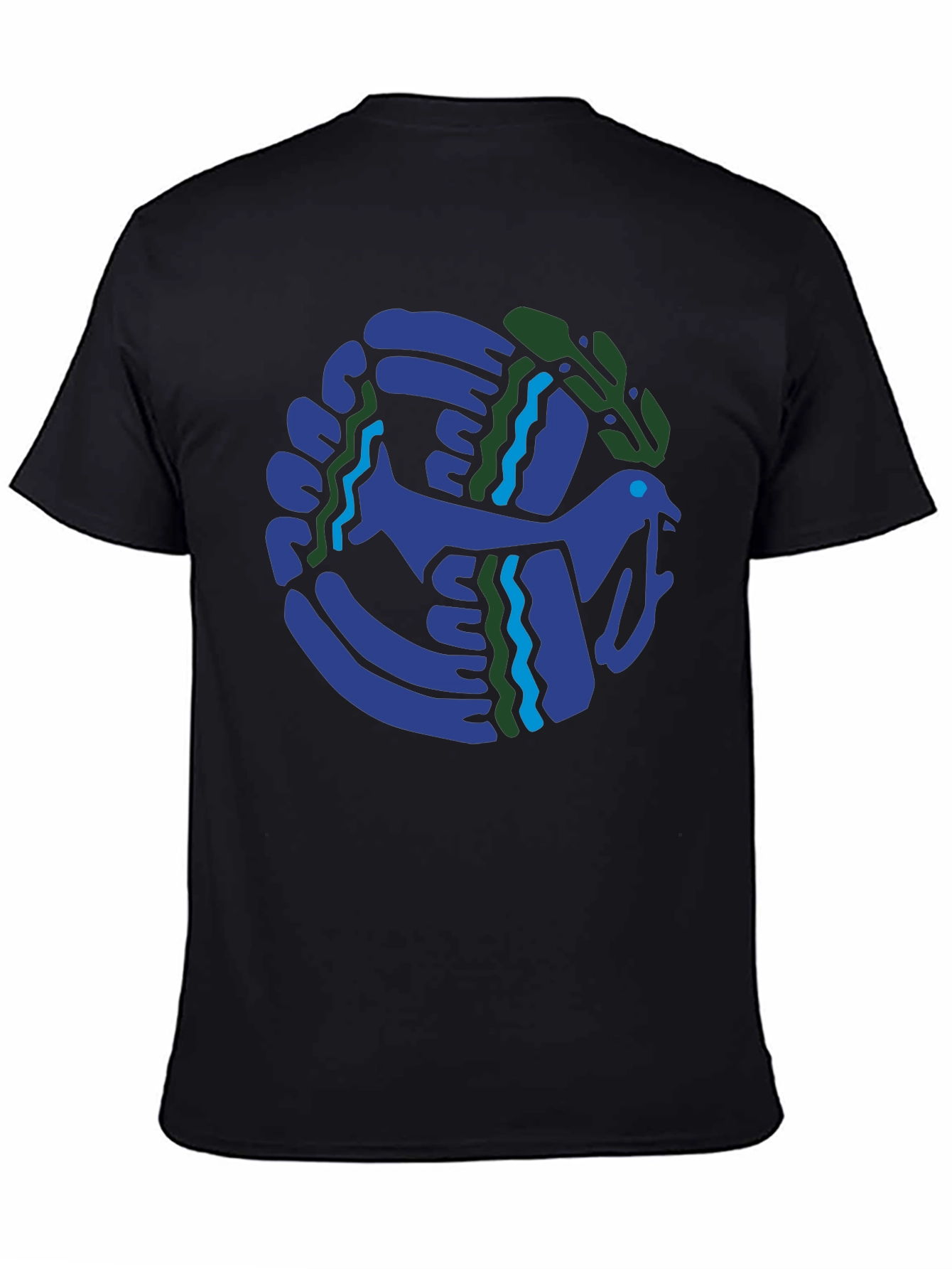 Abstract Bird Graphic Black T-Shirt