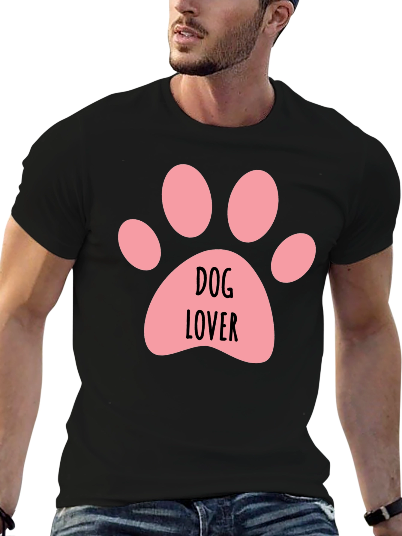 Dog Lover Paw Print Black T-Shirt