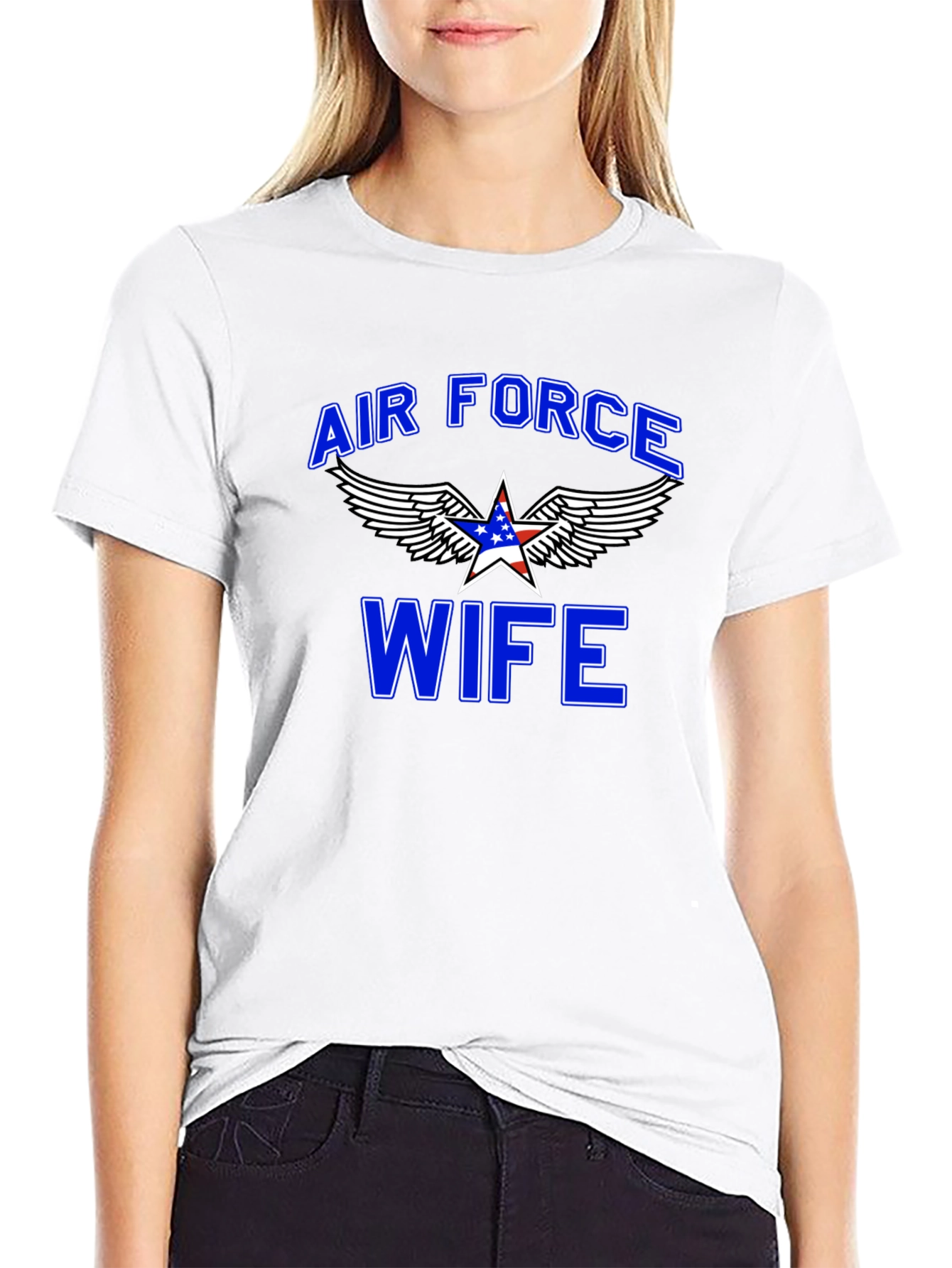 Air Force Wife Graphic T-Shirt - Patriotic Design